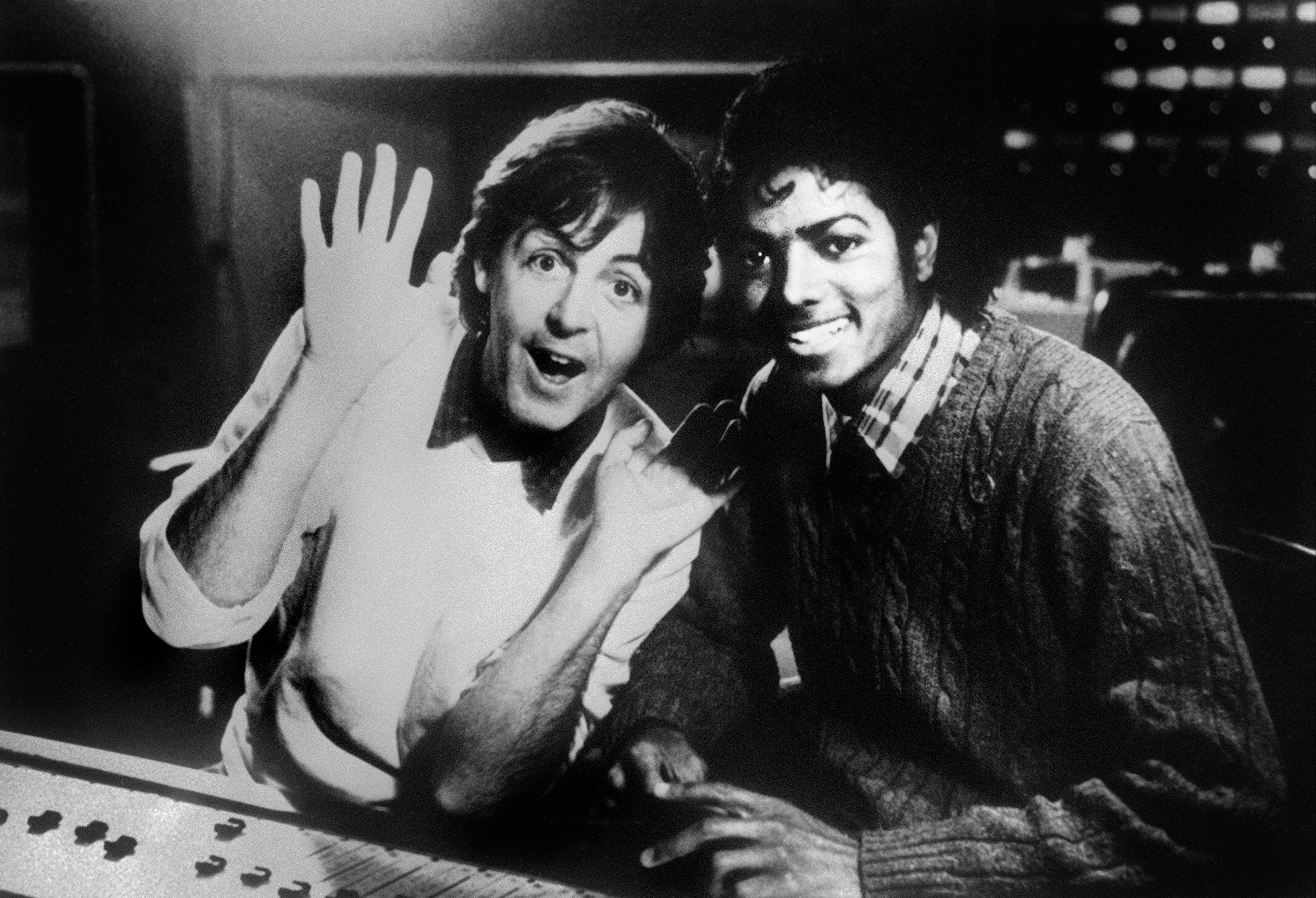 Paul McCartney and Michael Jackson near a switchboard