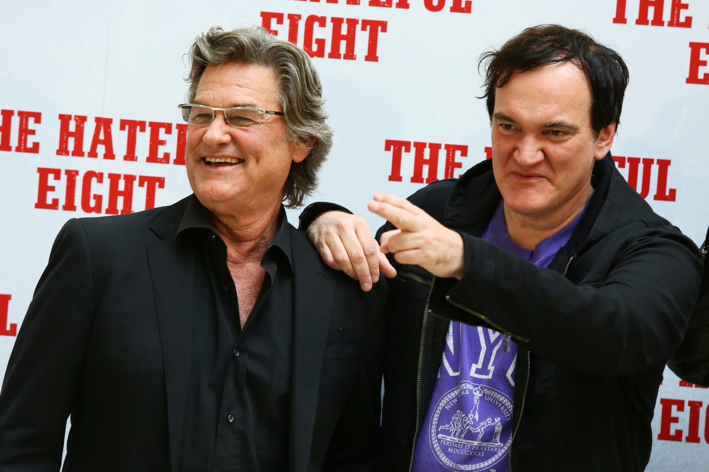 Kurt Russell and Quentin Tarantino attend the 'The Hateful Eight' photocall