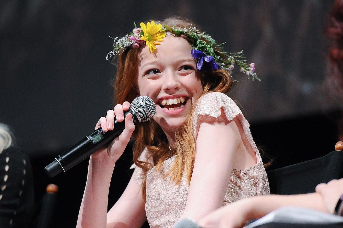 Amybeth McNulty, wearing a flower crown at an event for 'Anne With an E' will play Vickie in 'Stranger Things' Season 4.