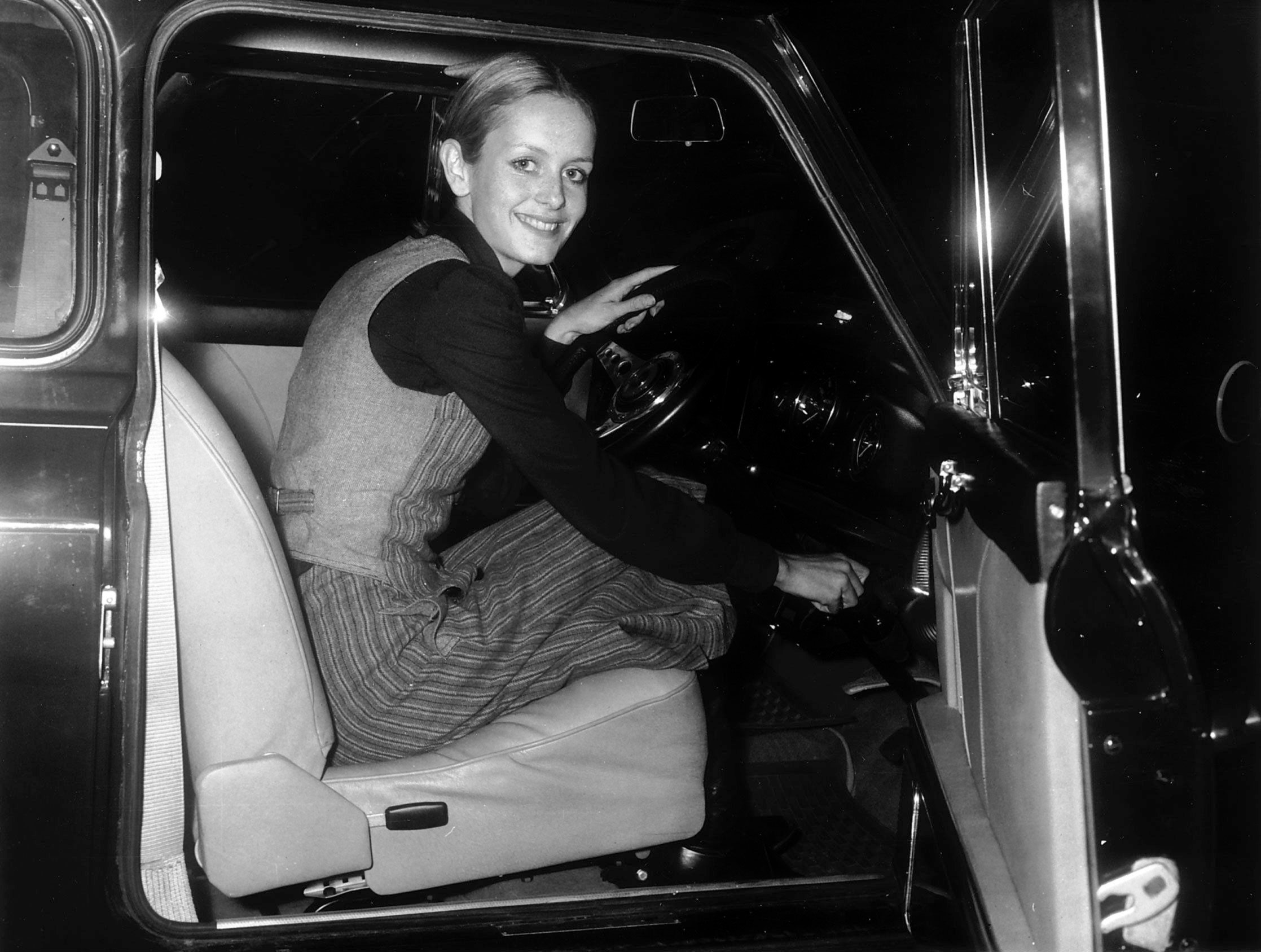 Twiggy in a car