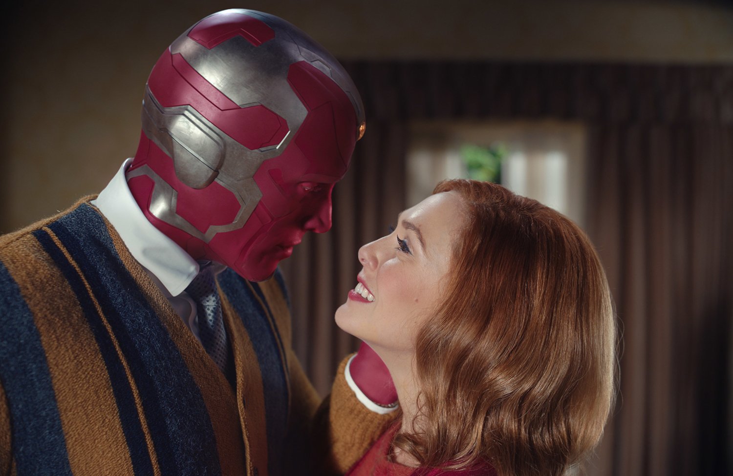 WandaVision stars Paul Bettany as Vision and Elizabeth Olsen as Wanda Maximoff. The Marvel series received 23 Emmy nominations in 2021.