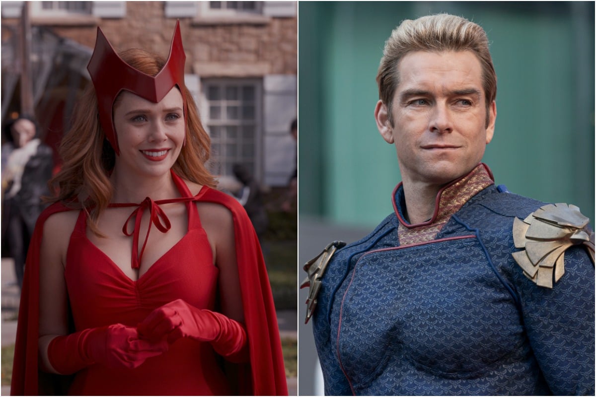 Elizabeth Olsen as Wanda Maximoff in 'WandaVision' / Anthony Starr as Homelander in 'The Boys'