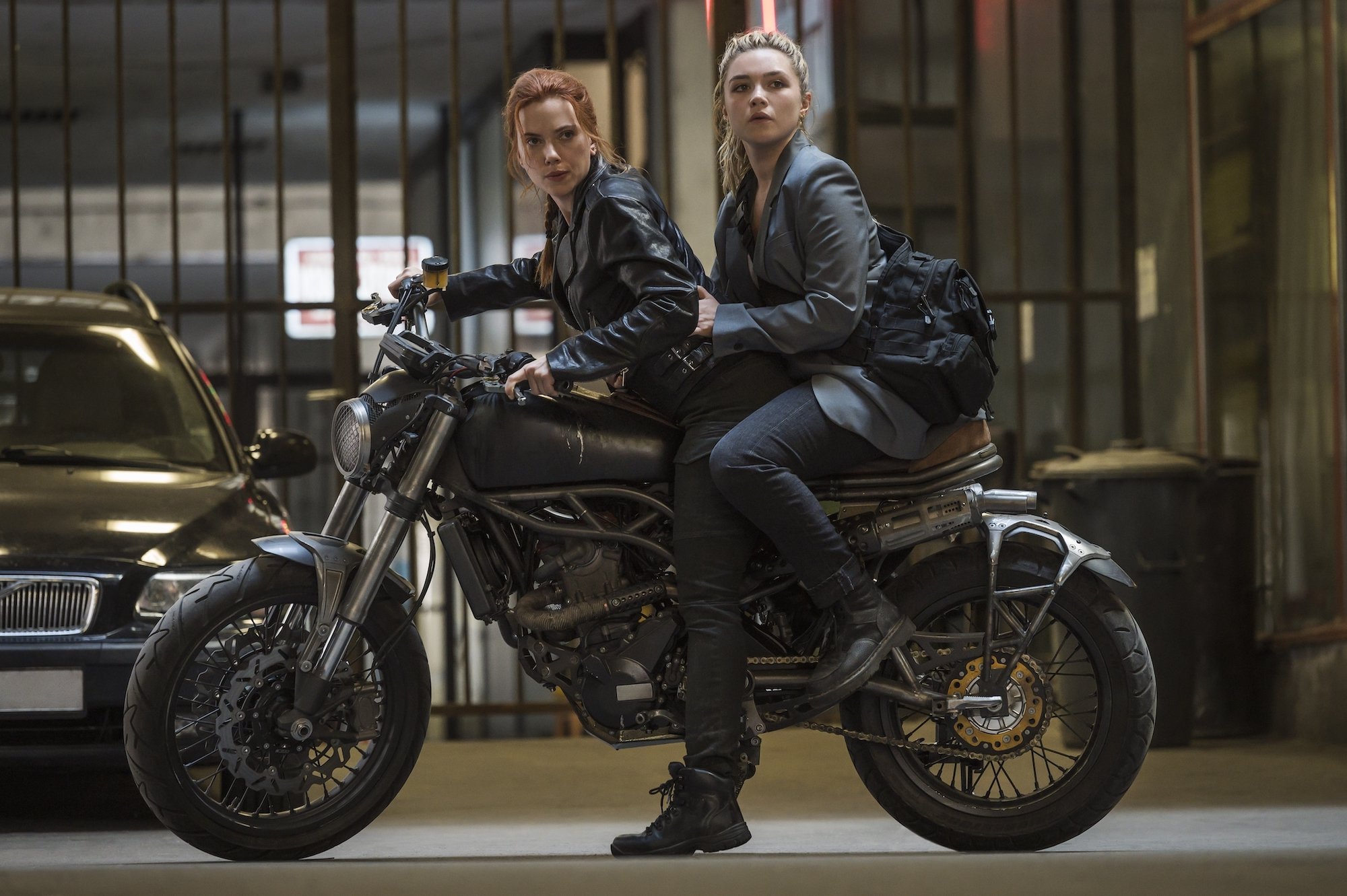 Scarlett Johannson as Natasha Romanoff and Florence Pugh as Yelena Belova in 'Black Widow'