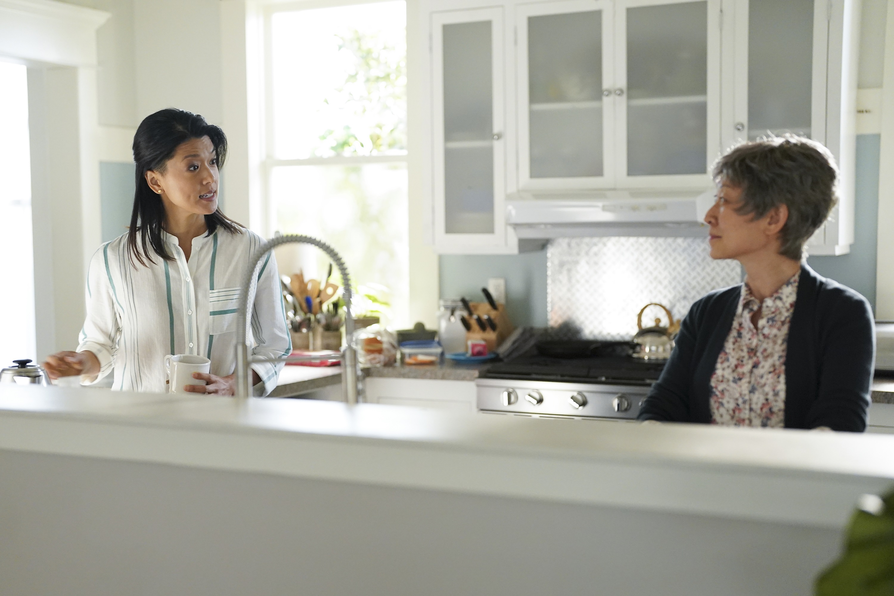 Grace Park and Susan Hanson talk as Katherine and her mother in 'A Million Little Things' Season 4 Episode 5