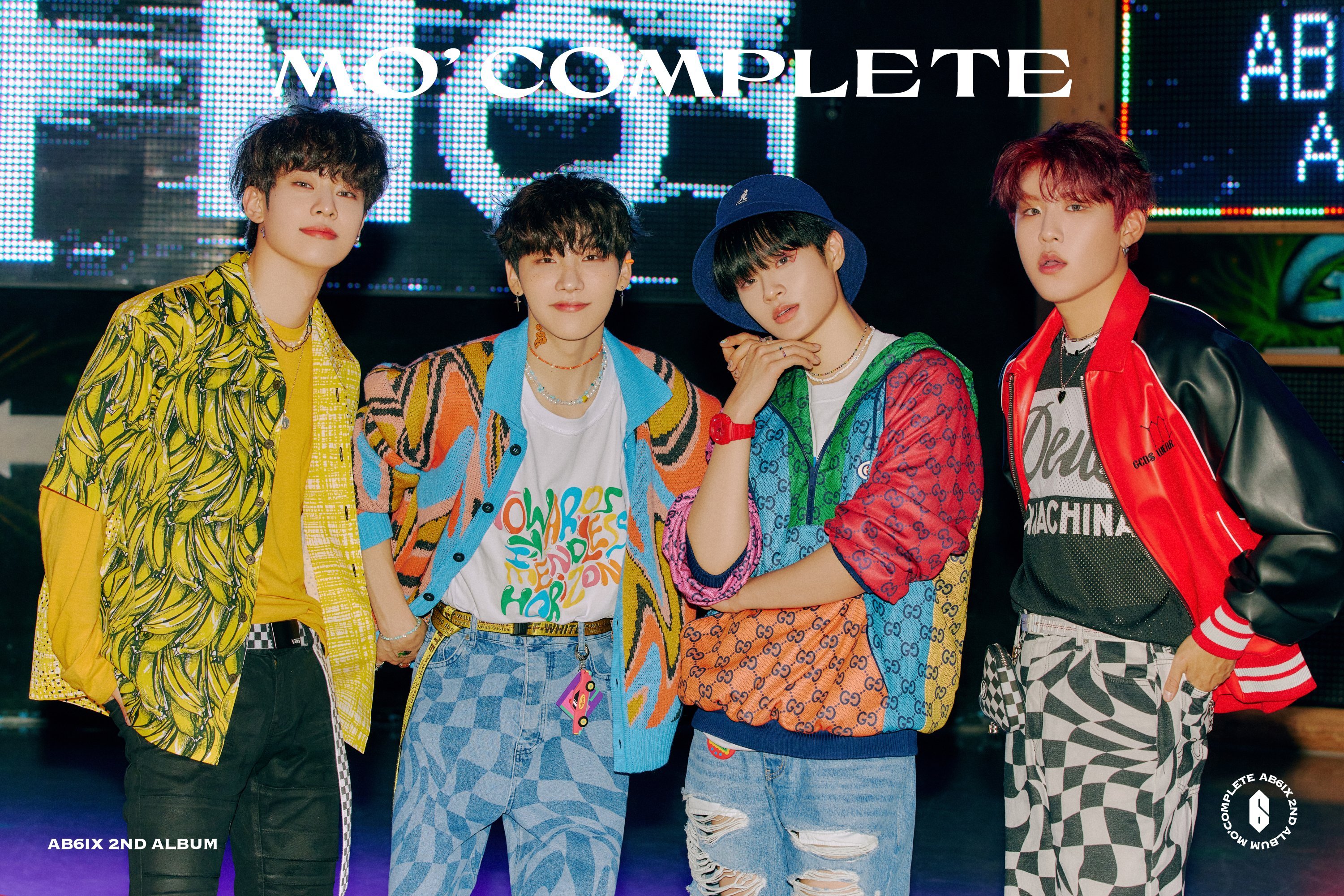 The members of BRANDNEW Music pose for a promotional photo for their album 'Mo' Complete'