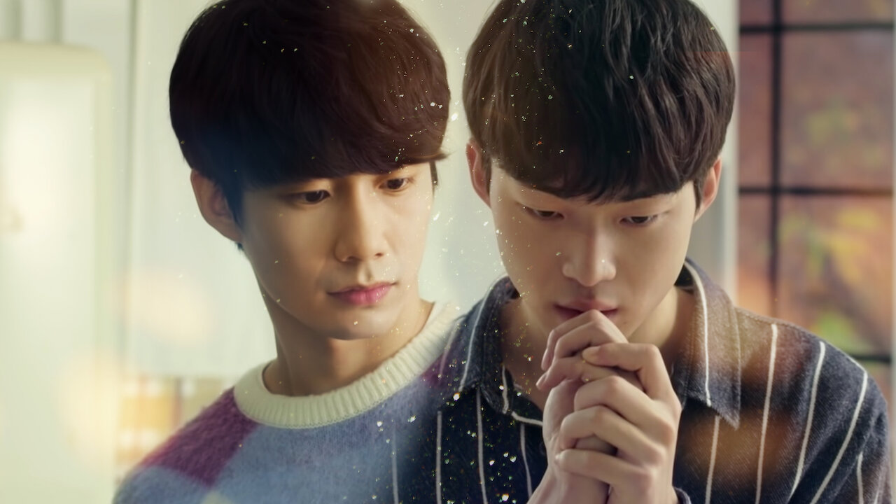Actors Son Woo-Hyun and Kim Kang-Min for 'To My Star' wearing sweater and looking down