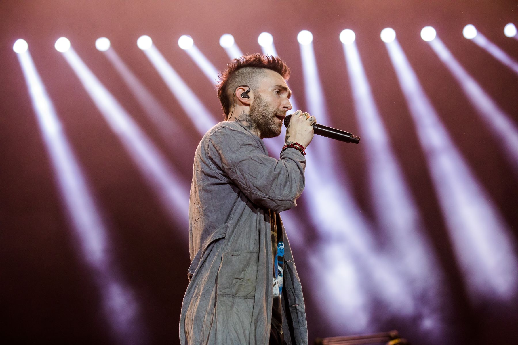 Adam Levine performing with Maroon 5 at Allianz Parque in Sao Paulo, Brazil
