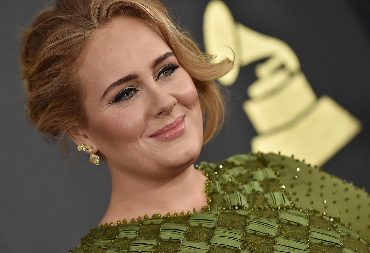 Close-up of Adele's face at an event.
