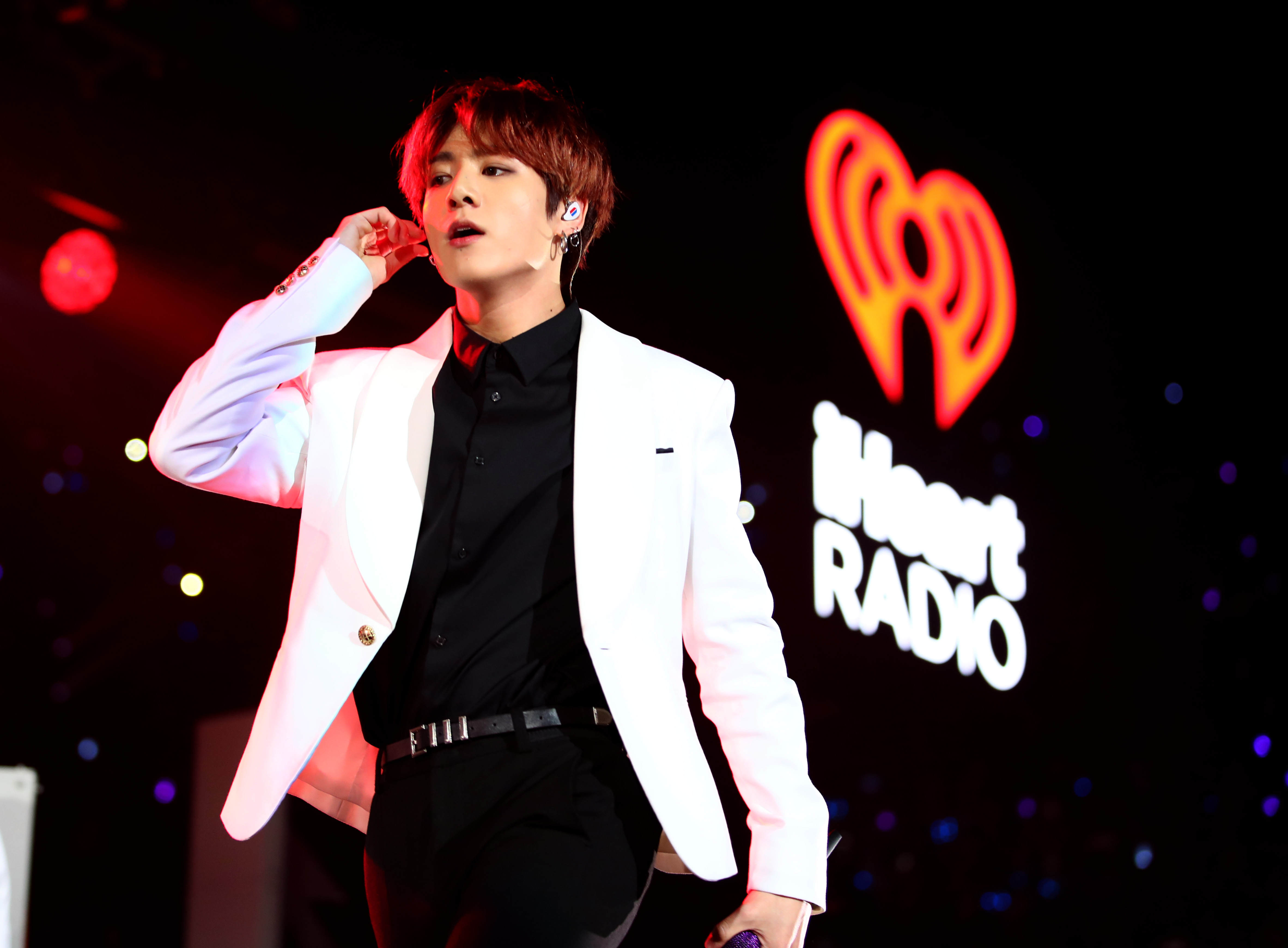 Jungkook of BTS walks onstage at the 102.7 KIIS FM's Jingle Ball 2019