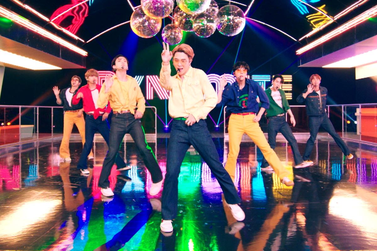 BTS dancing under disco balls