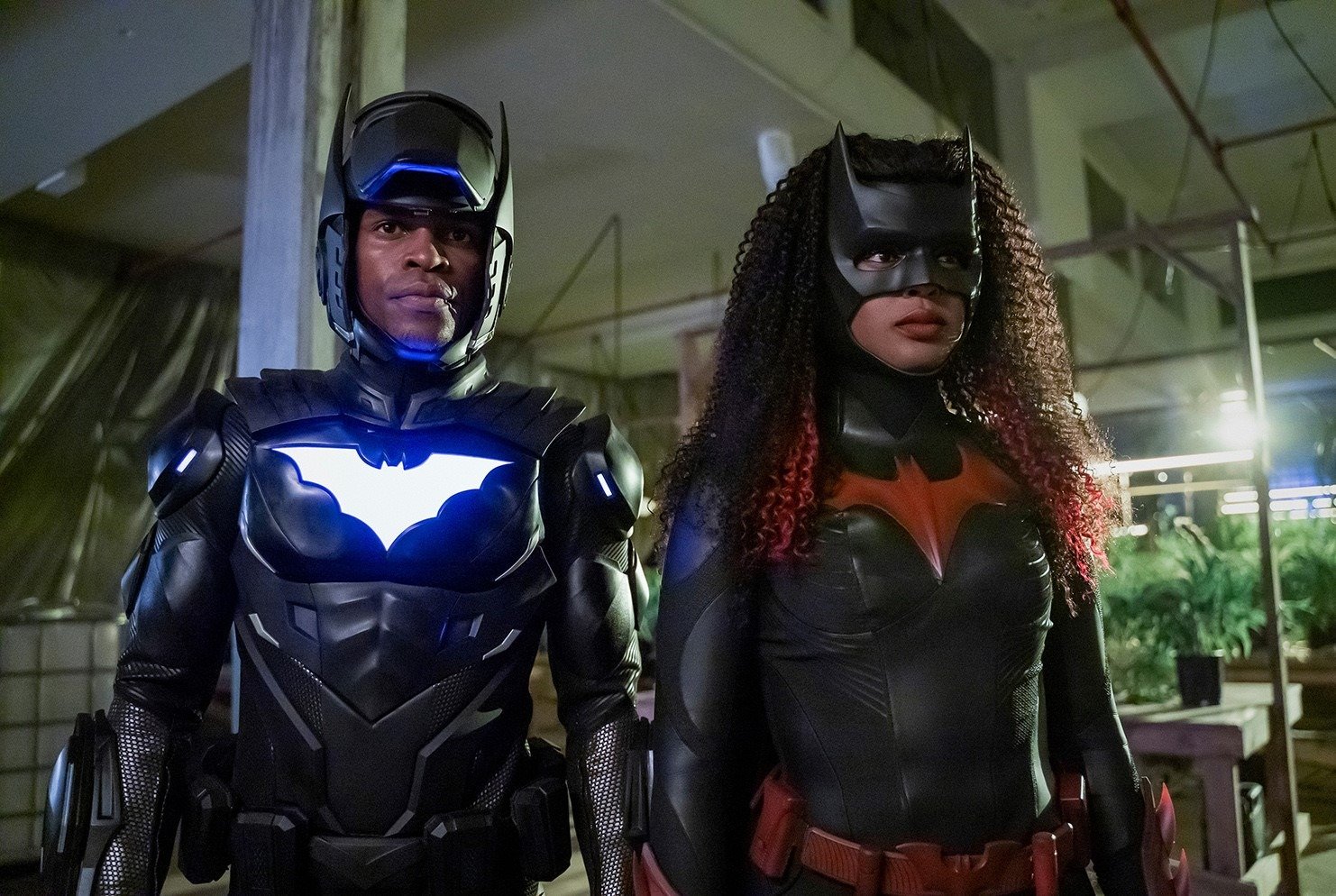 Camrus Johnson and Javicia Leslie as Luke Fox/Batwing and Ryan Wilder/Batwoman in 'Batwoman' Season 3.