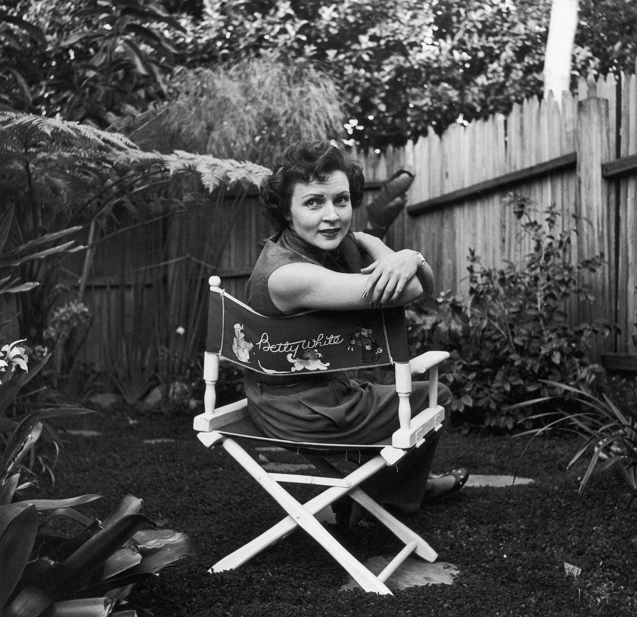 Betty White poses for a photo while on a set in 1956