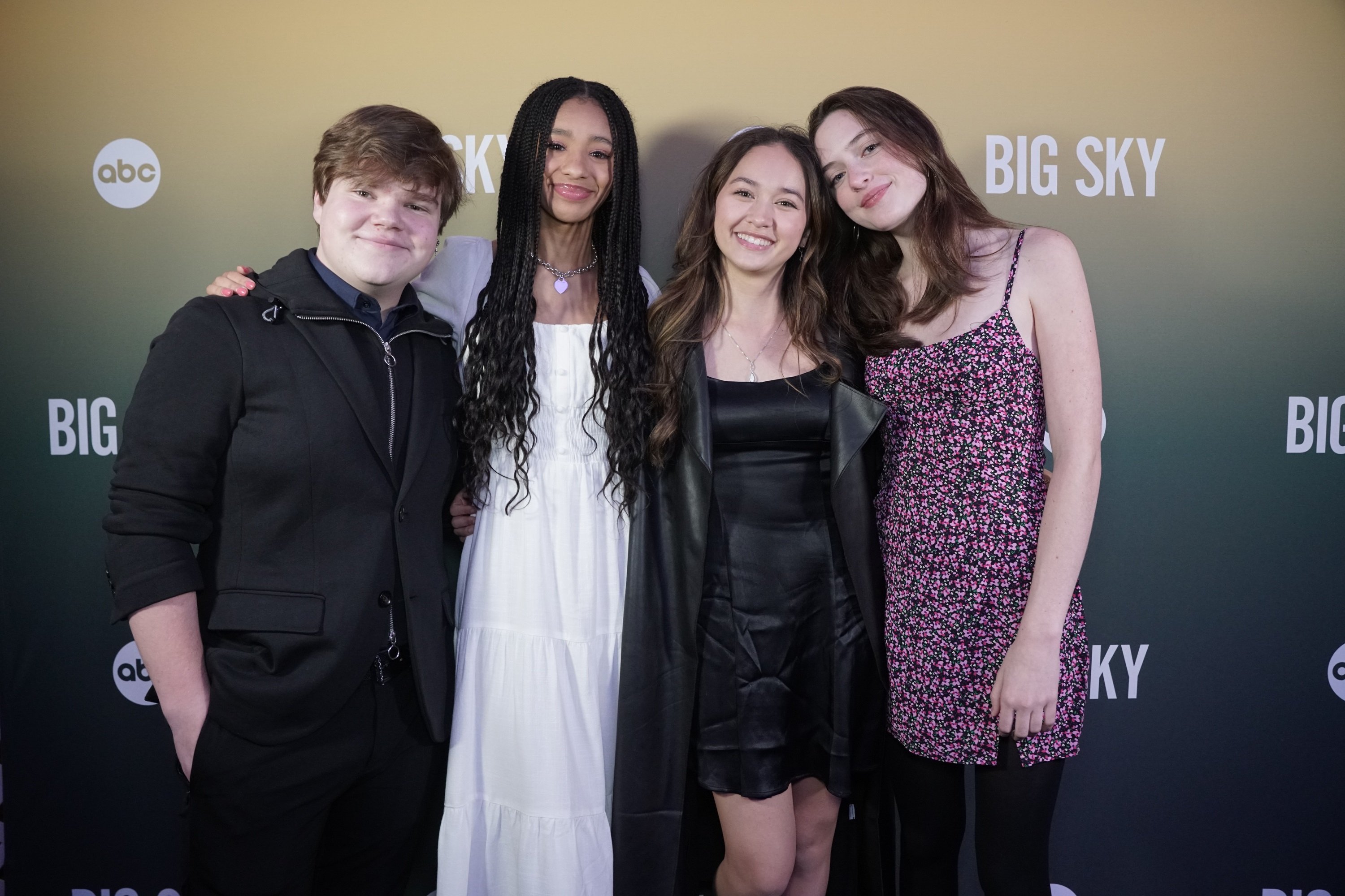 Jeremy Ray Taylor, Troy Leigh-Anne Johnson, Madelyn Kientz, and Lola Skye Reid posing at the 'Big Sky' Season 2 Encore premiere