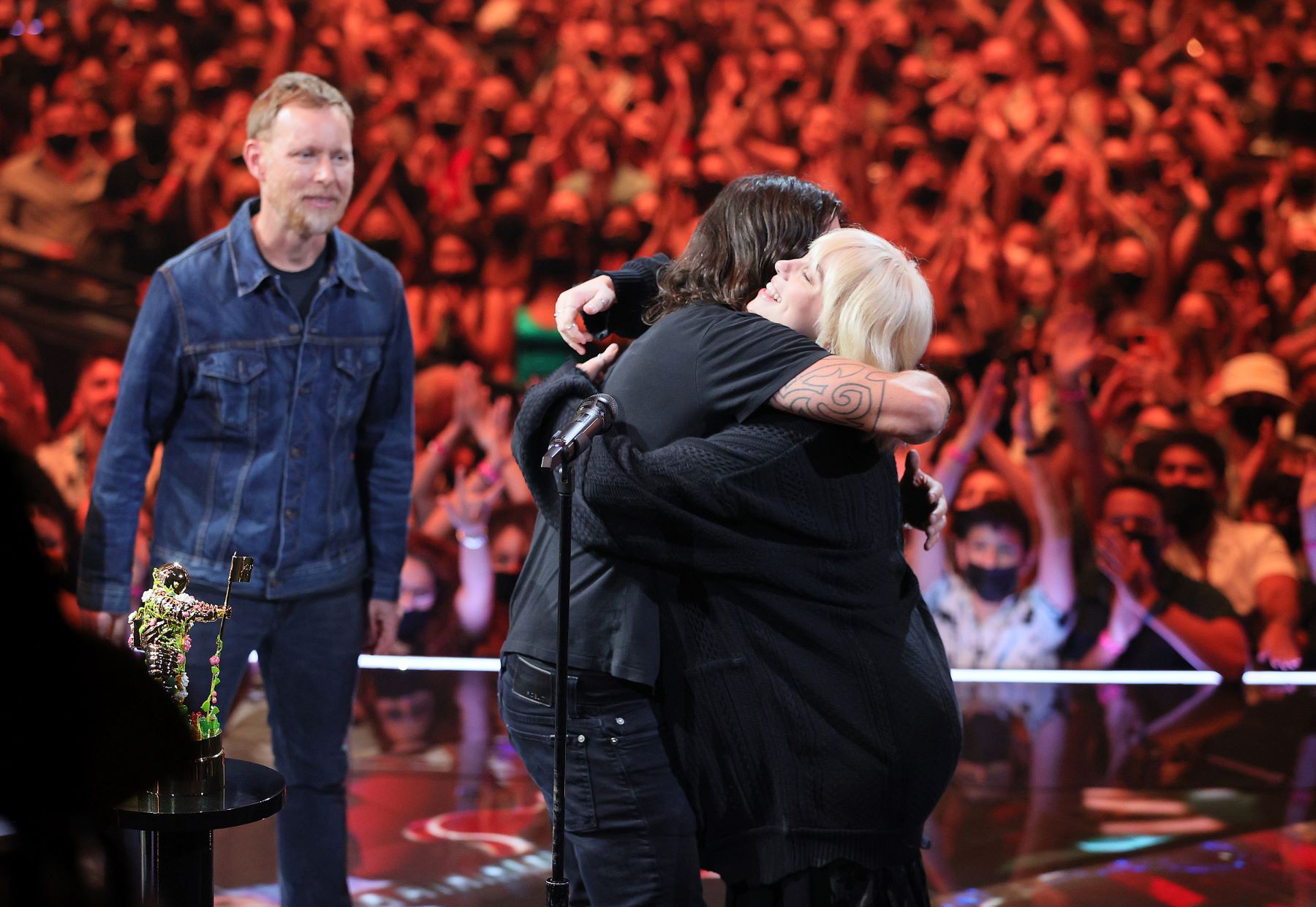 Billie Eilish and Drave Grohl of The Foo Fighters at the 2021 MTV Video Music Awards at Barclays Center in New York City