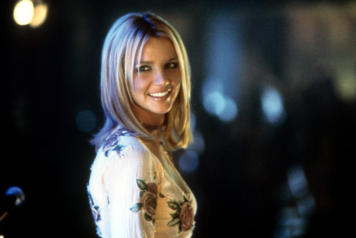 Britney Spears in floral shirt in a scene from her Crossroads movie