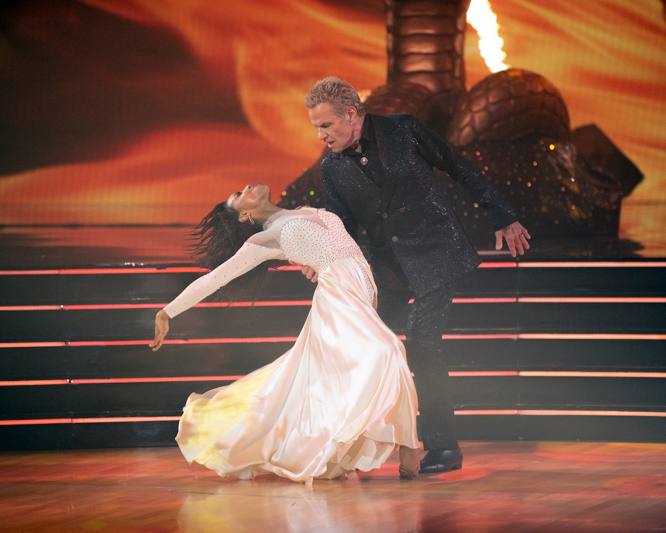 Britt Stewart and Martin Kove perform during the 'Dancing with the Stars' season 30 premiere