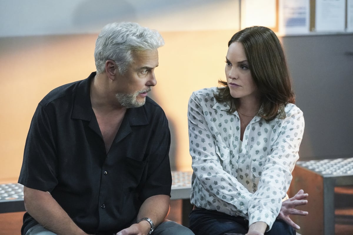 CSI: Vegas stars William Petersen as Dr. Gil Grissom and Jorja Fox as Sara Sidle