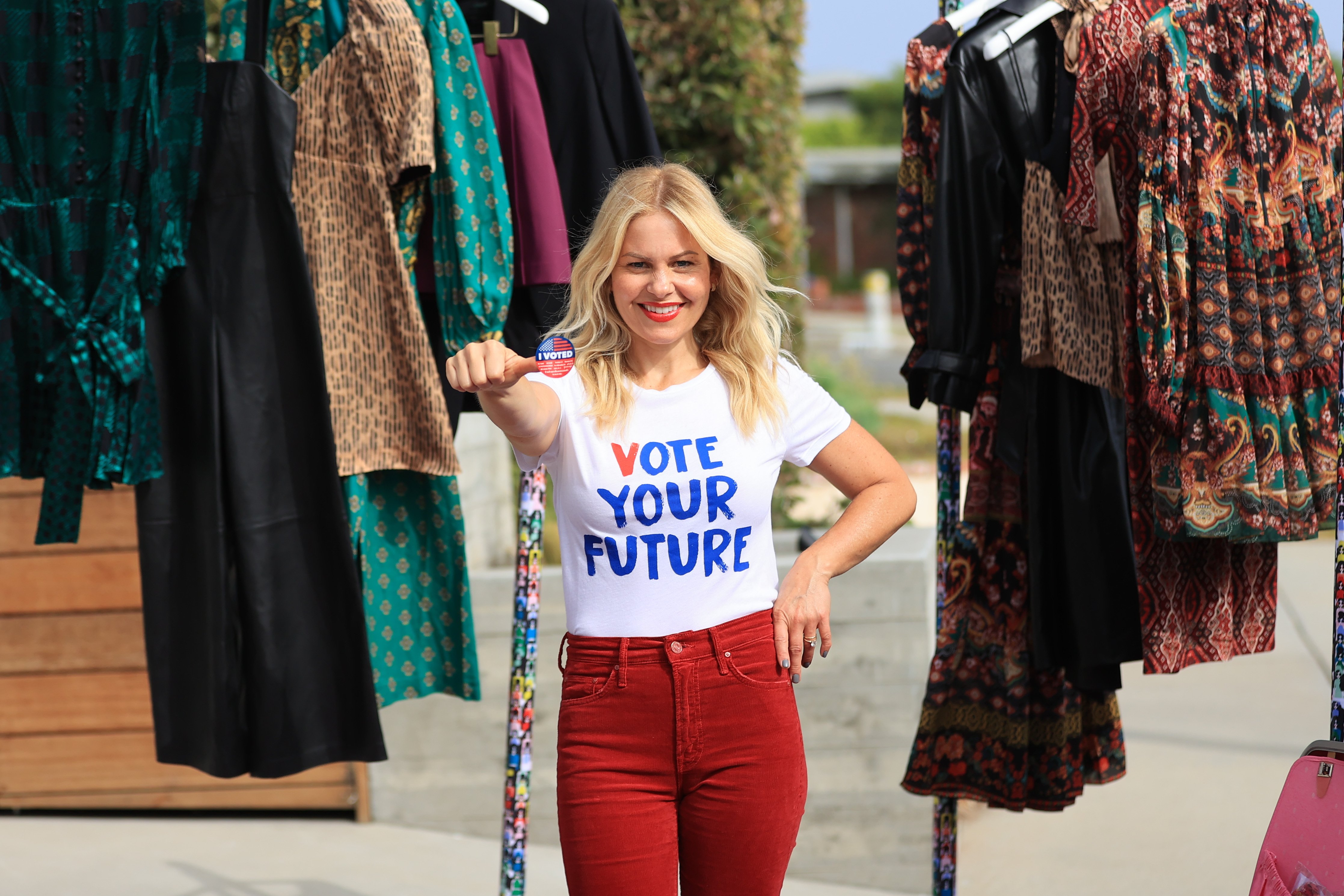 Candace Cameron Bure wearing a 'Vote Your Future' T-shirt