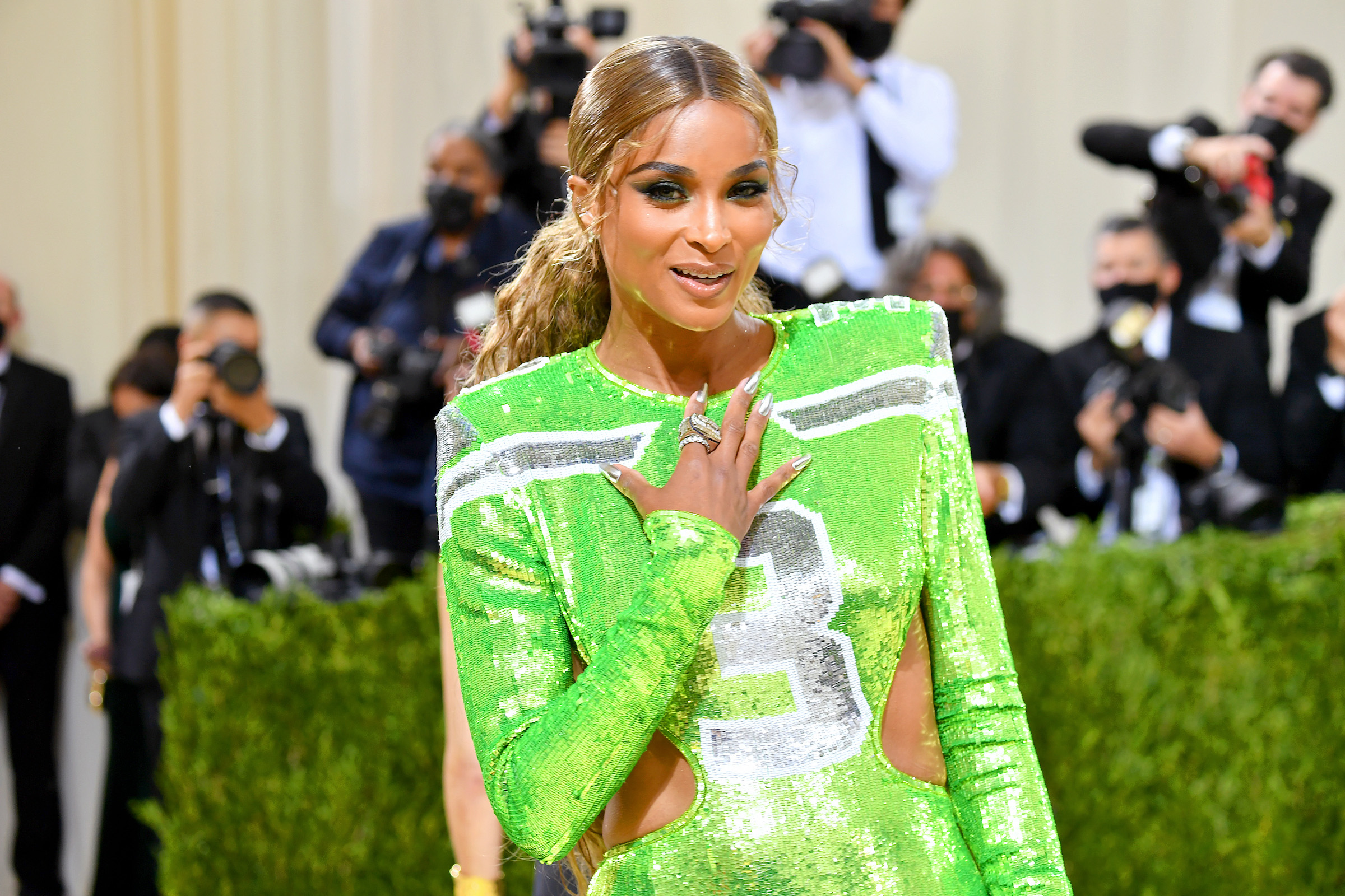 Ciara wearing green at the met gala