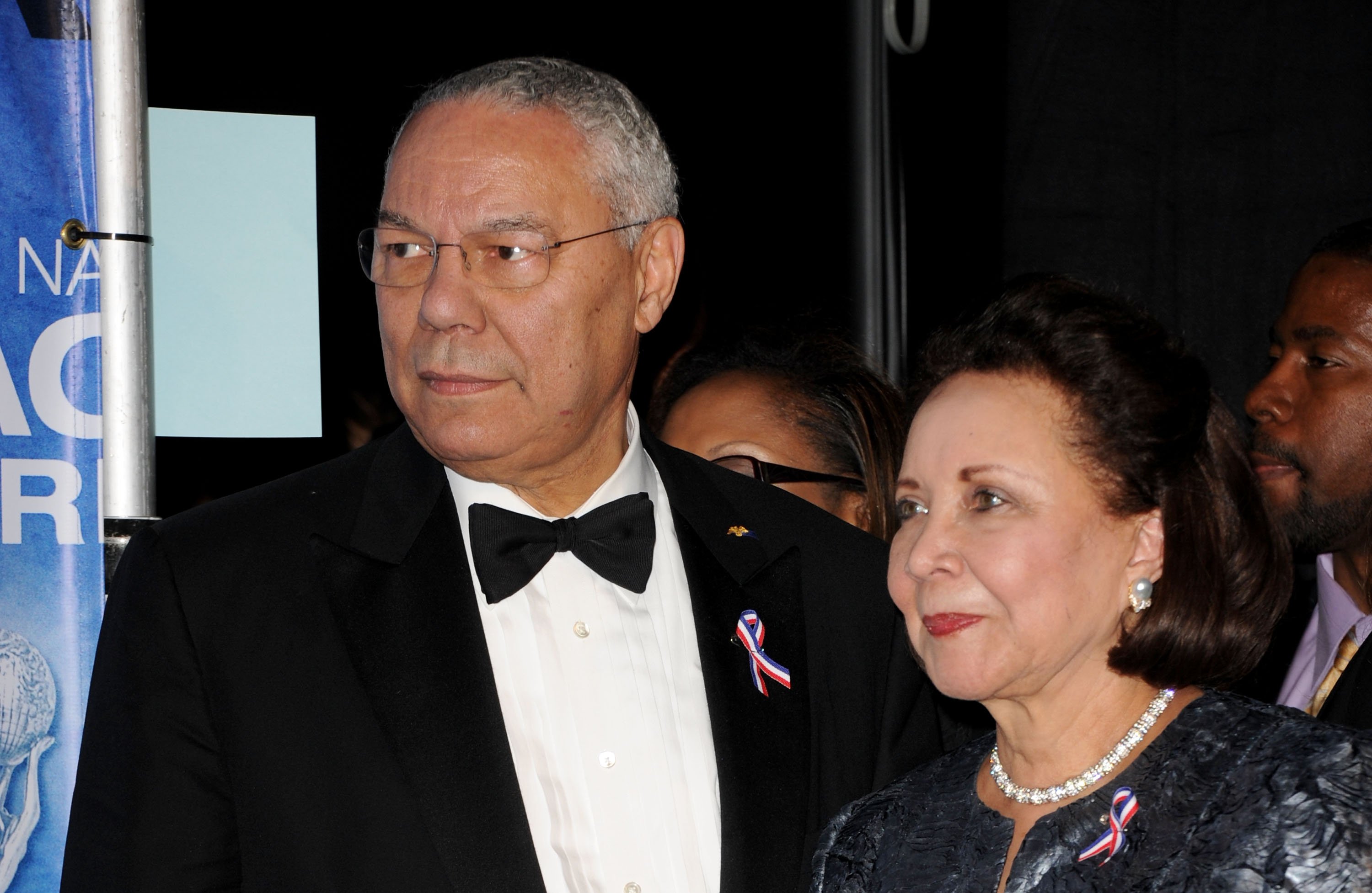 Former U.S. Secretary of State Colin Powell poses with his wife, Alma Powell