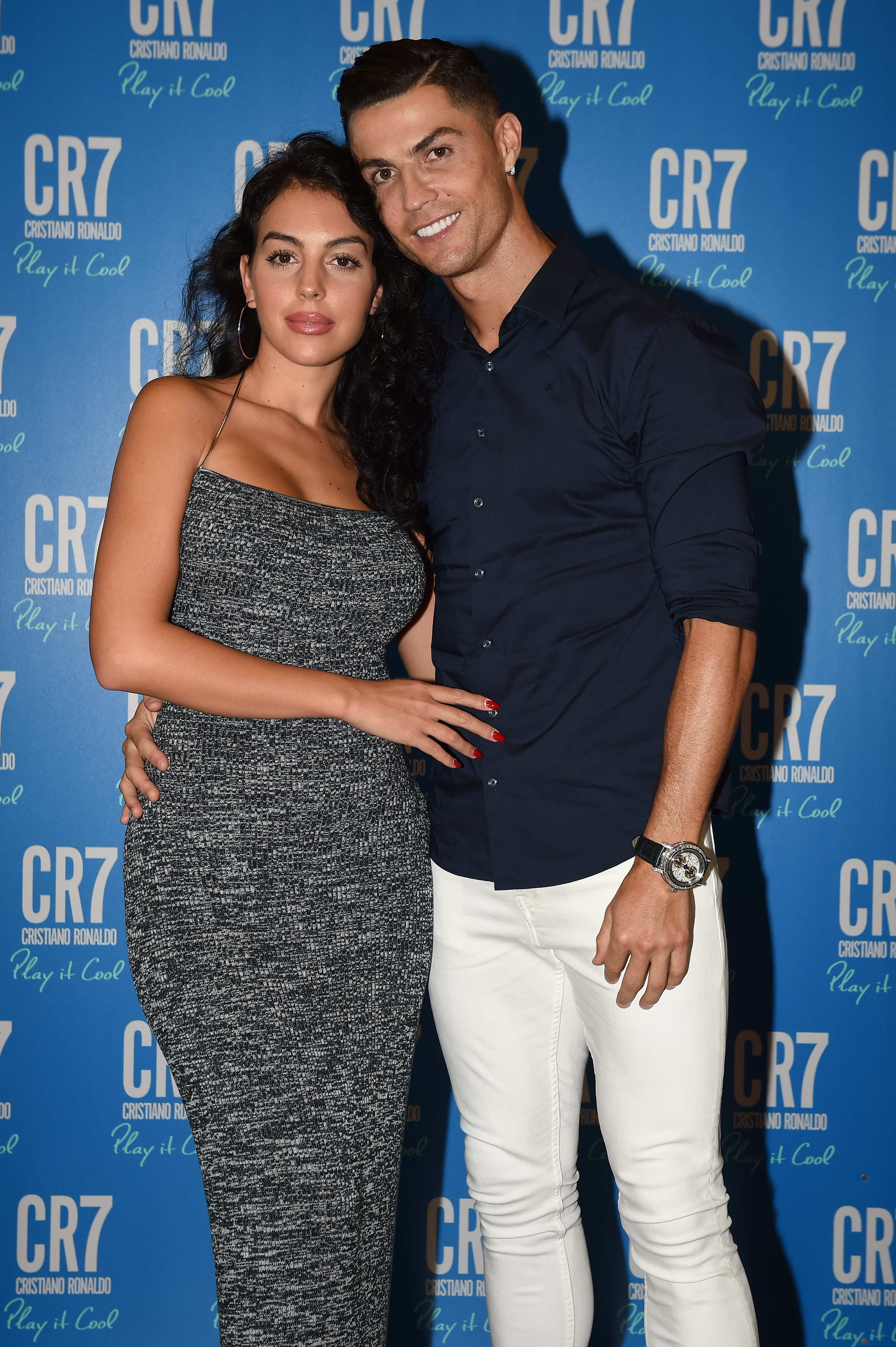 Cristiano Ronaldo and Georgina Rodriguez pose together on red carpet at event in Turin, Italy