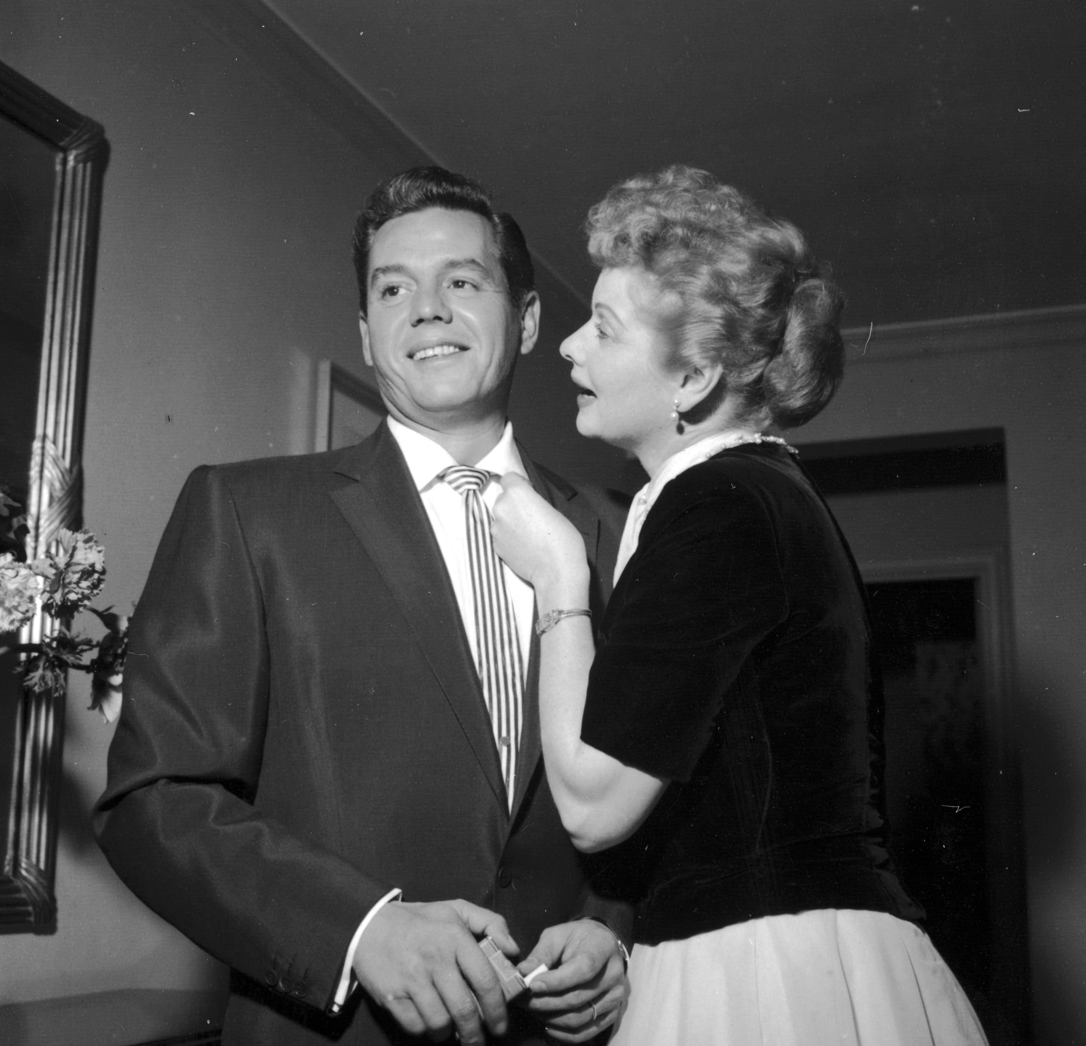 Lucille Ball with her husband Desi Arnaz at the Hotel Carlyle in New York City