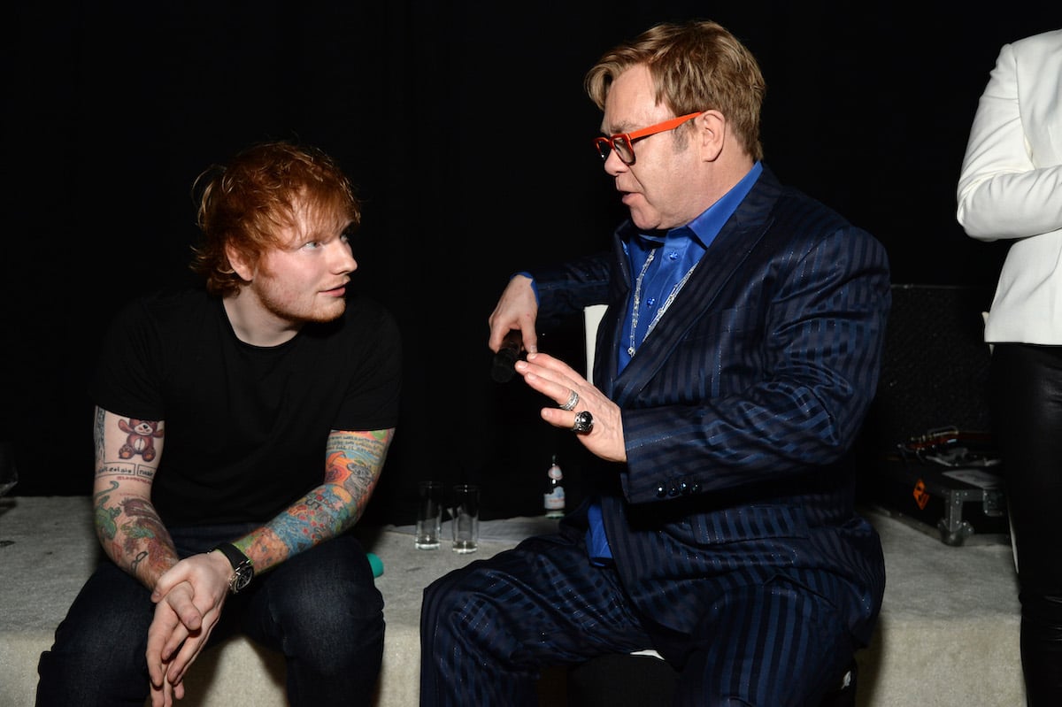 Ed Sheeran and Elton John have a conversation.