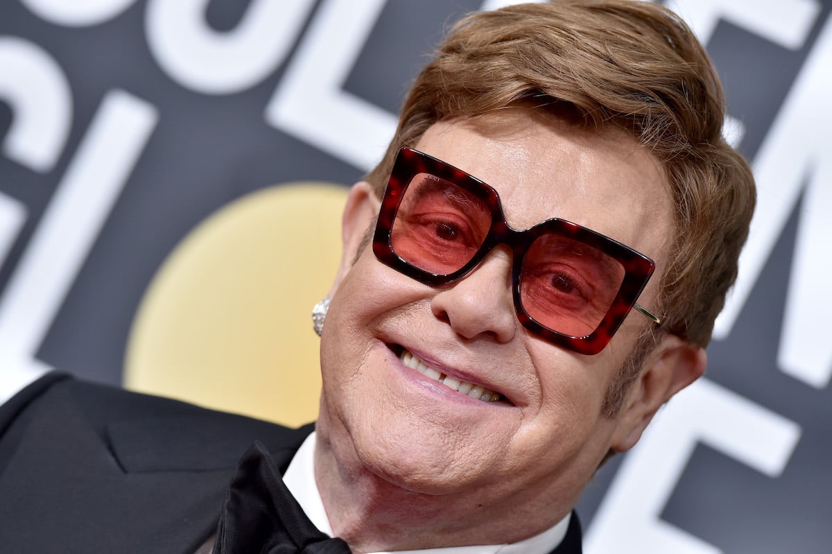 Close-up of Elton John's face at an event.