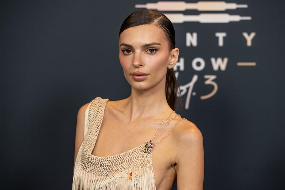 Close-up of Emily Ratajkowski's face at an event.