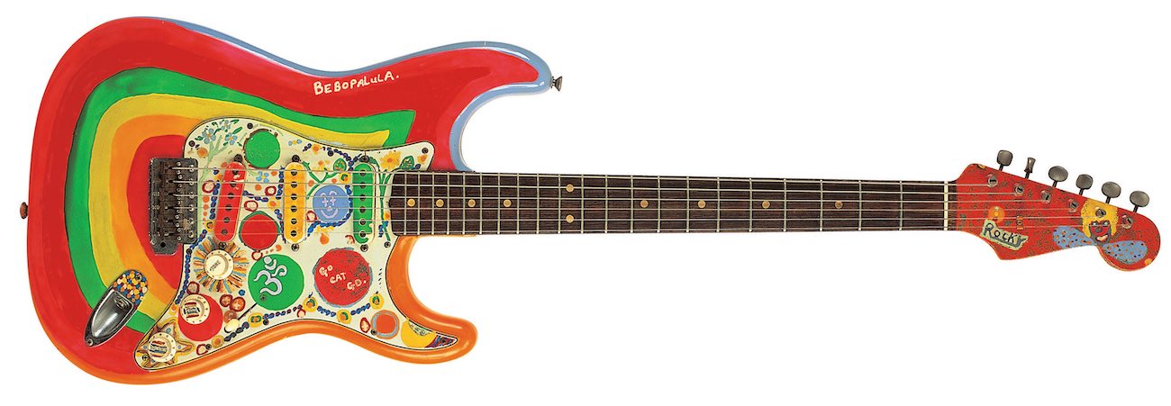 George Harrison's hand-painted Fender Stratocaster, which he dubbed "Rocky" in 1967.