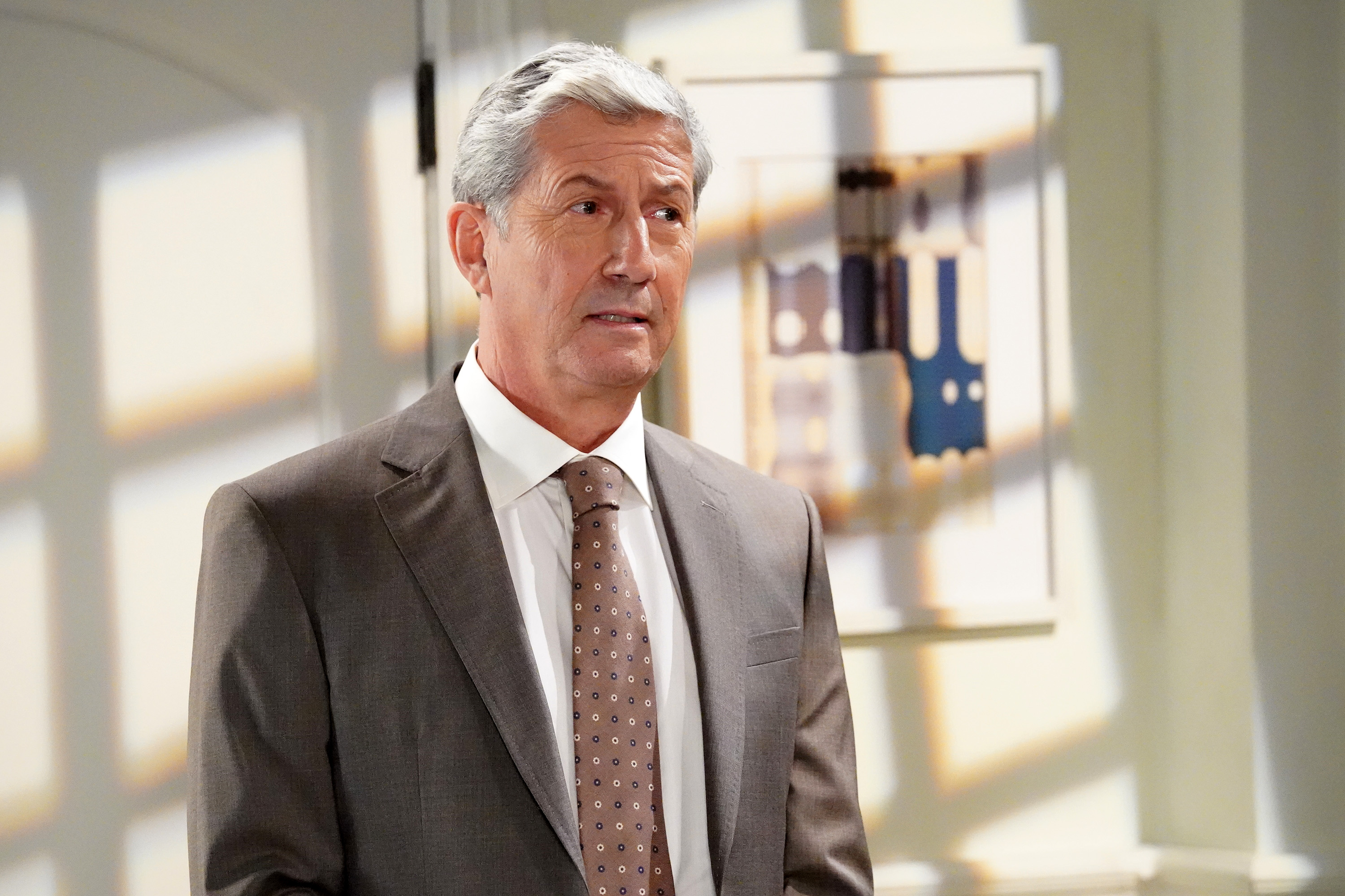 General Hospital speculation focuses on Victor Cassadine, pictured here in a grey and white suit