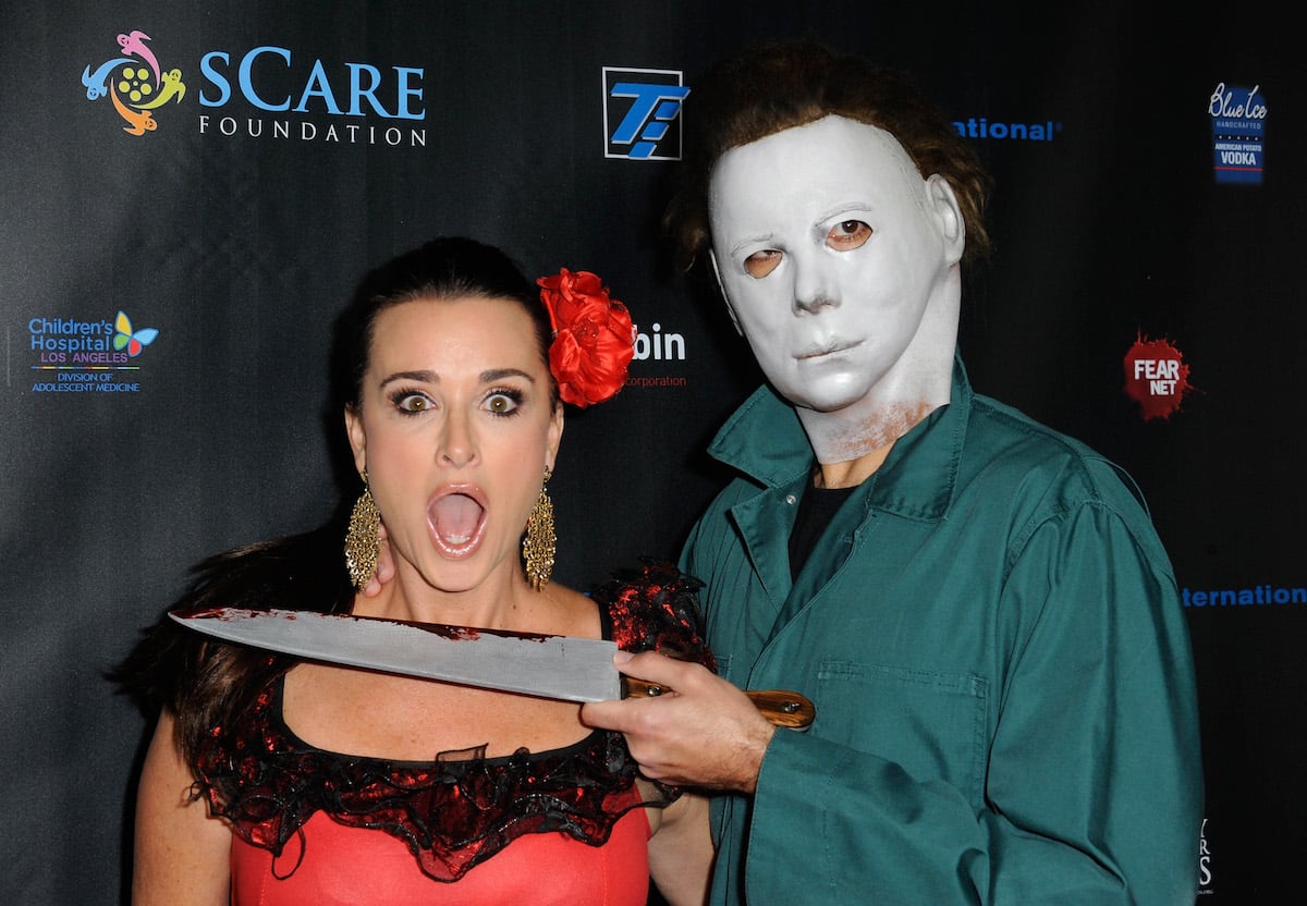 Actress Kyle Richards and Michael Myers arrives for sCare Foundation's 2nd Annual Halloween Benefit.