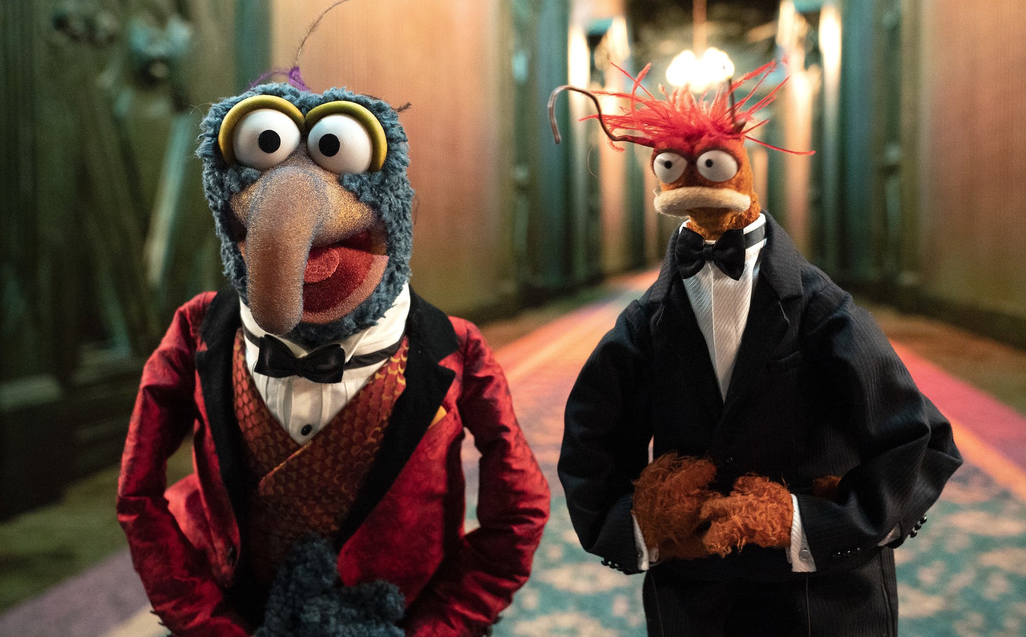 Gonzo and Pepe enter the Muppets Haunted Mansion on Disney+