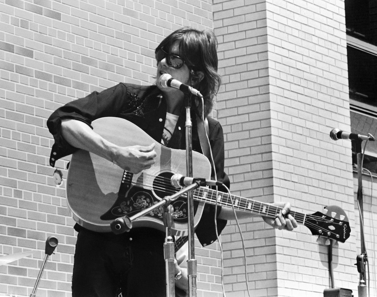 Gram Parsons performs with The Flying Burrito Brothers during a concert at Queens College in New York in 1970
