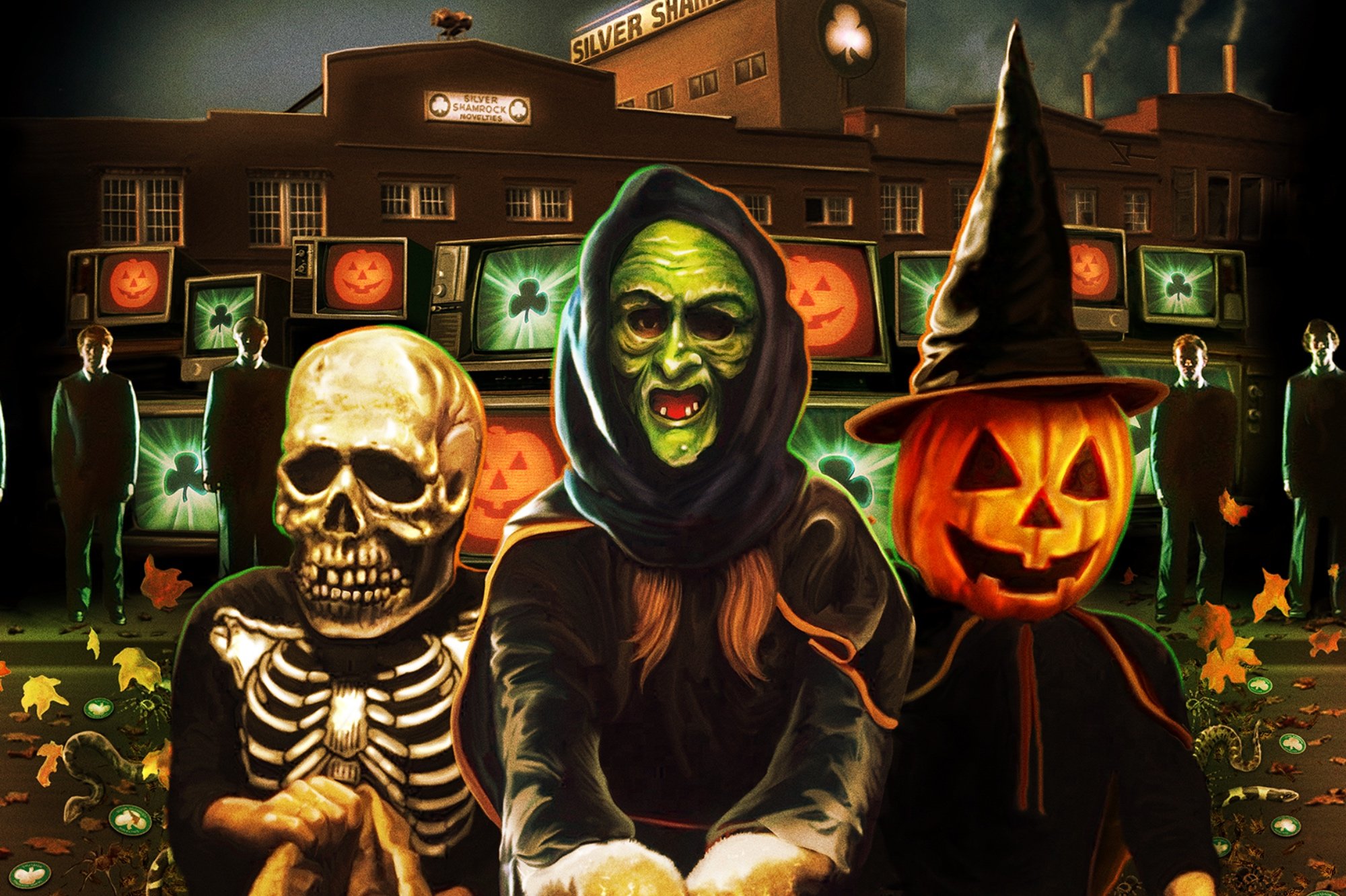 'Halloween III: Season of the Witch' Shout! Factory Blu-ray cover with three Silver Shamrock masks