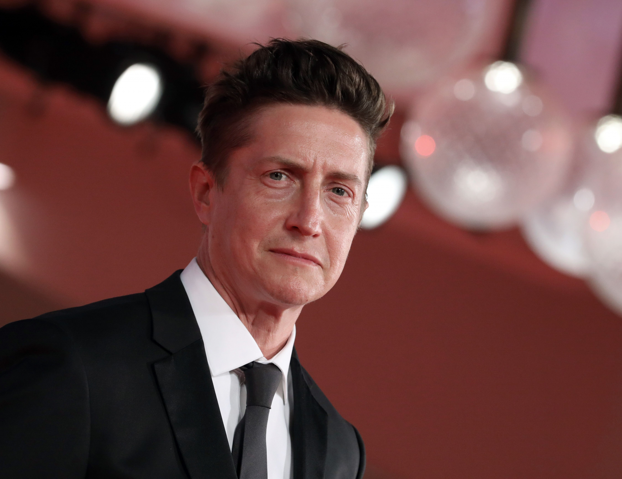 'Halloween Kills' director David Gordon Green wearing a suit at the Venice International Film Festival premiere