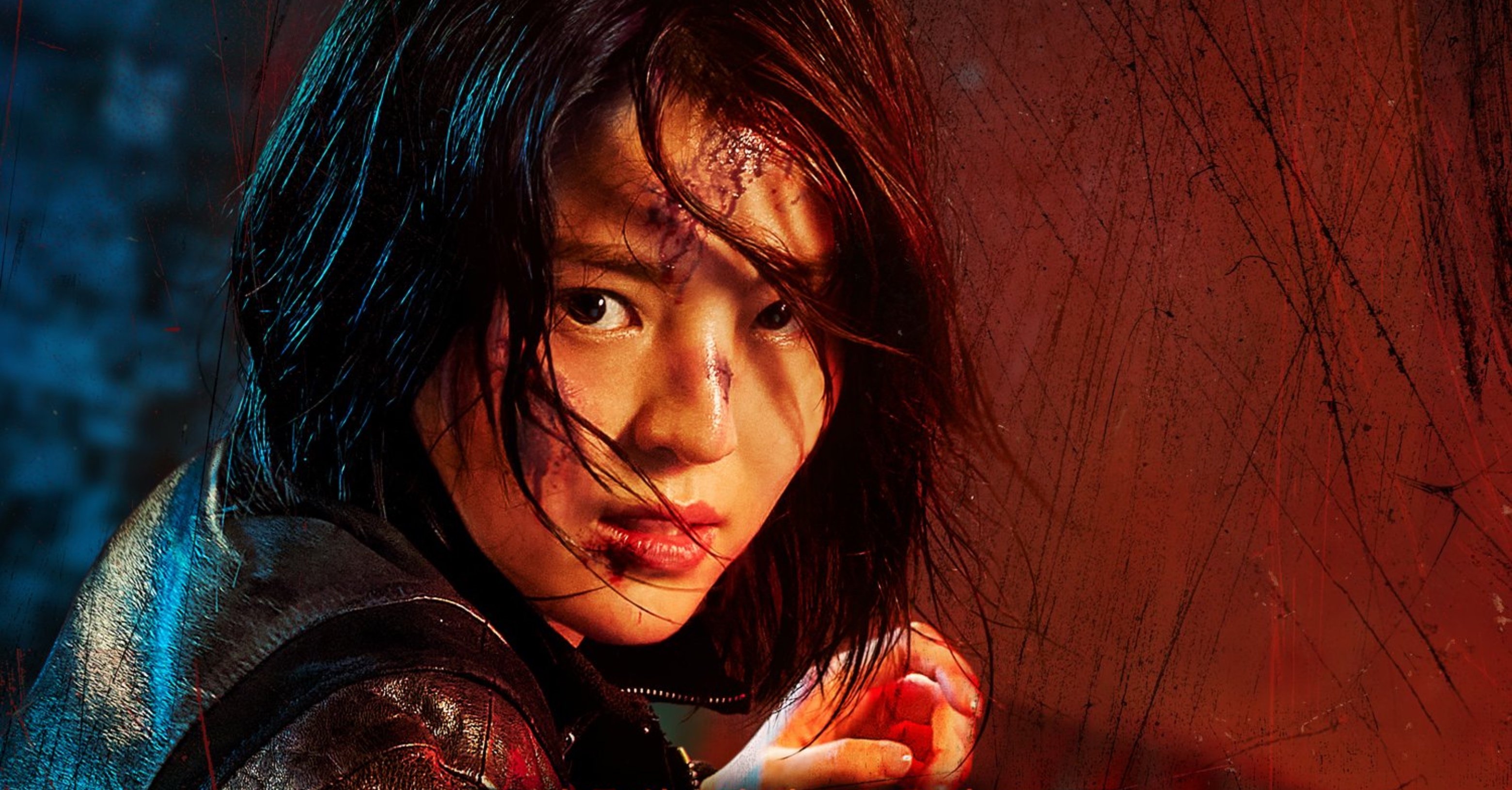 Han So-hee for 'My Name' as Ji-woo poster with bloodied face and holding knife