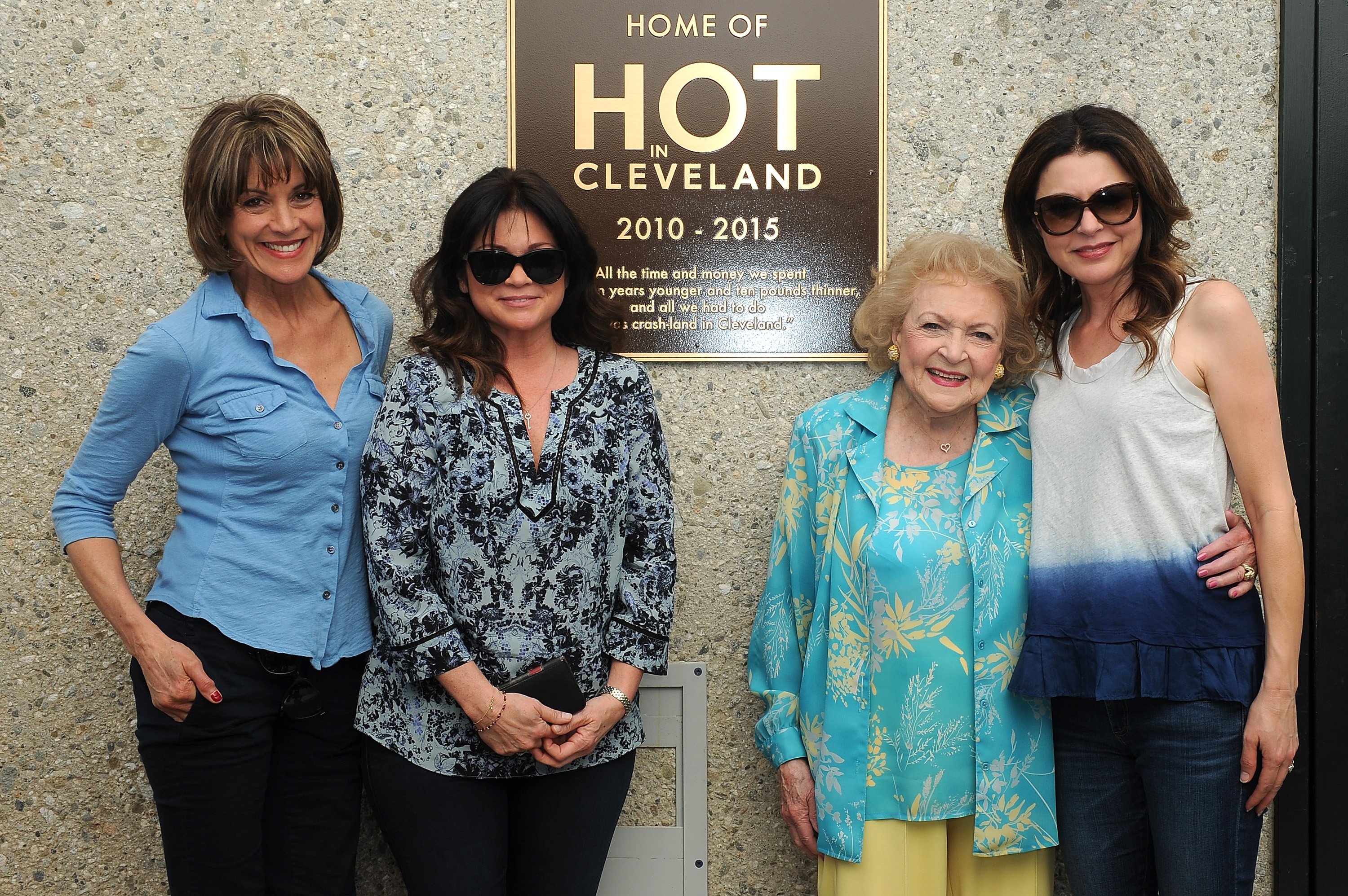 Wendie Malick, Valerie Bertinelli, Betty White and Jane Leeves attend a plaque dedication ceremony at CBS Studio Center for 'Hot in Cleveland'