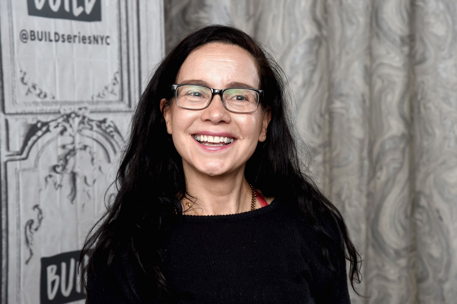 Janeane Garofalo visiting the Celebrity Build Series in New York City