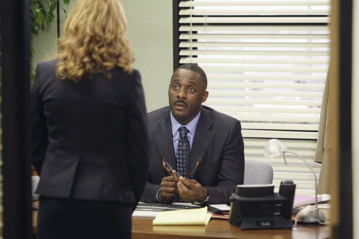 The Office cast members Jenna Fischer and Idris Elba as Pam and Charles