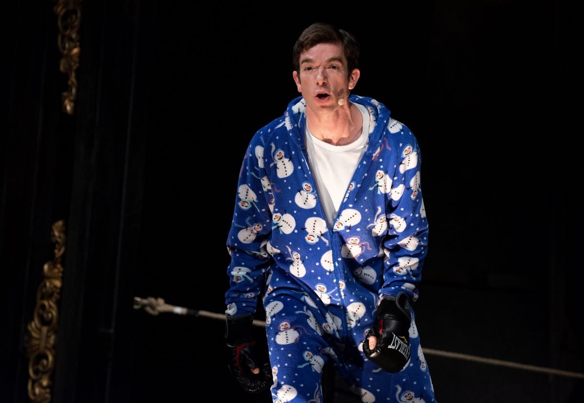 John Mulaney in snowman pjs