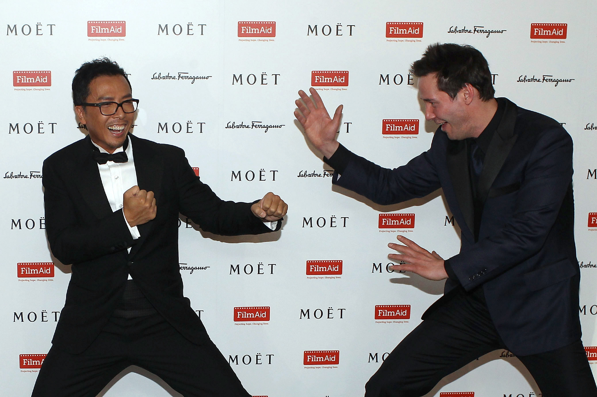 'John Wick 4' stars Donnie Yen and Keanu Reeves at the Power of Film Gala pretending to fight each other
