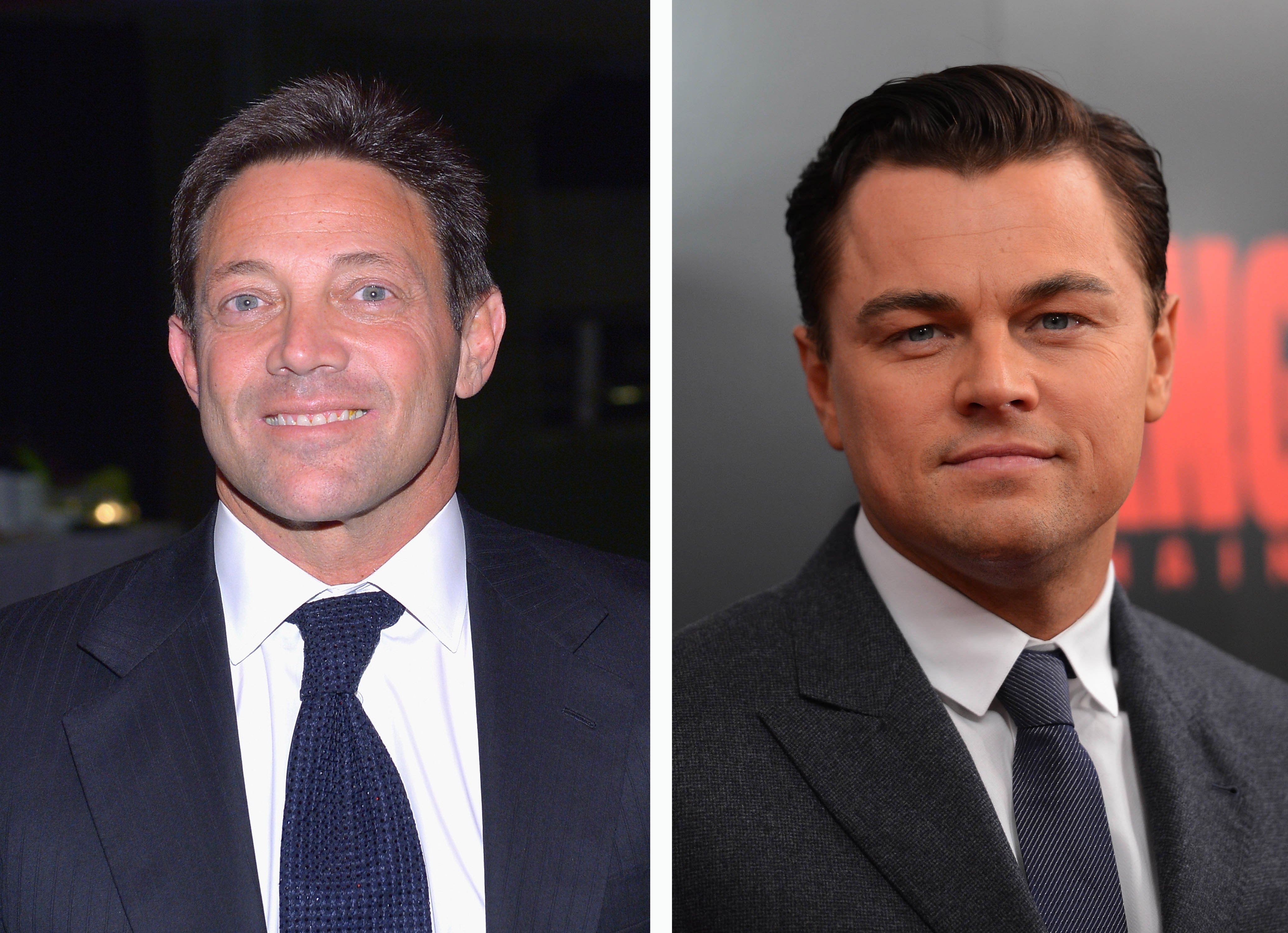 A composite image of Jordan Belfort, Leonardo DiCaprio, who played Belfort in 'The Wolf of Wall Street'