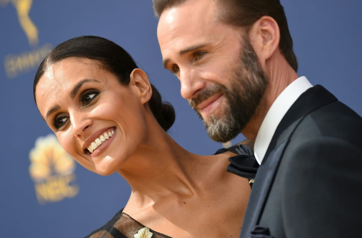 The Handmaid's Tale actor Joseph Fiennes and wife Maria Dolores Dieguez arrive for the 70th Emmy Awards at the Microsoft Theatre in Los Angeles on September 17, 2018