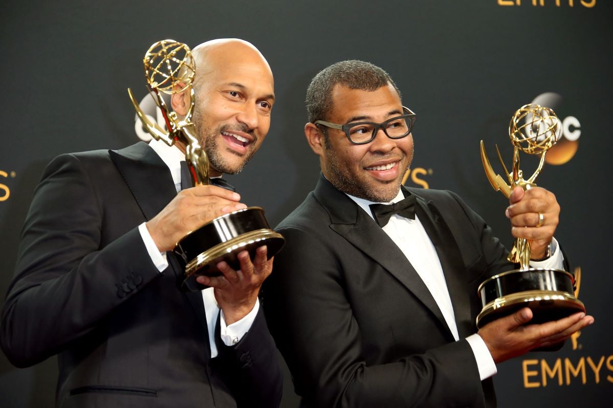 Keegan-Michael Key and Jordan Peele pose with Emmys