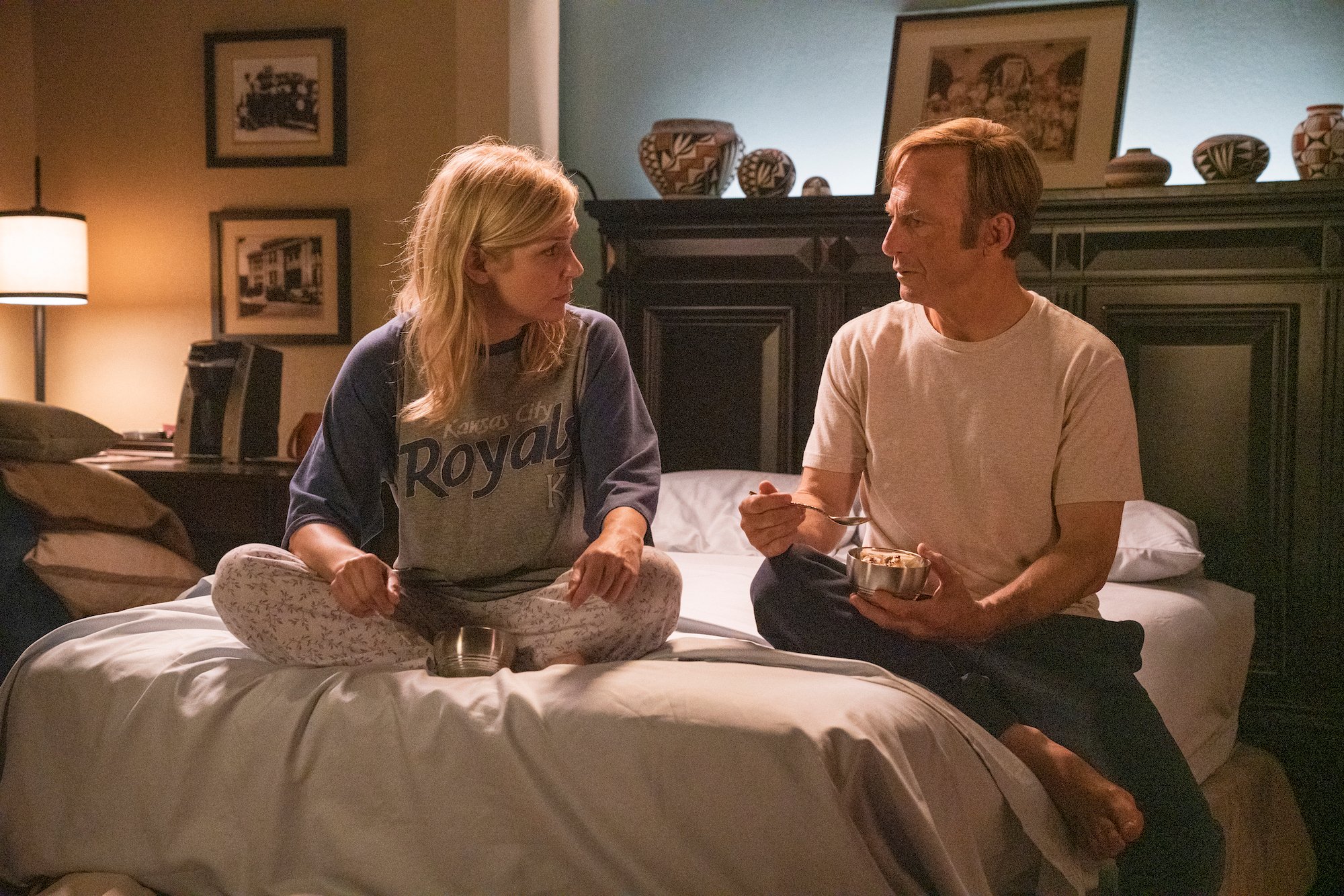 Kim and Jimmy sit on the bed in 'Better Call Saul'