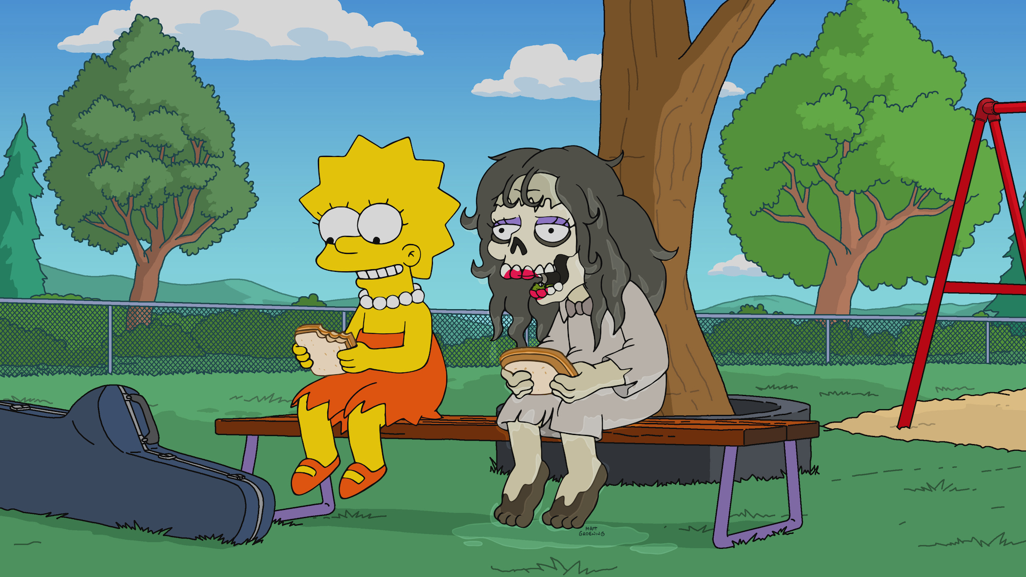 Lisa Simpson eats lunch with The Ring girl in Treehouse of Horror XXXII