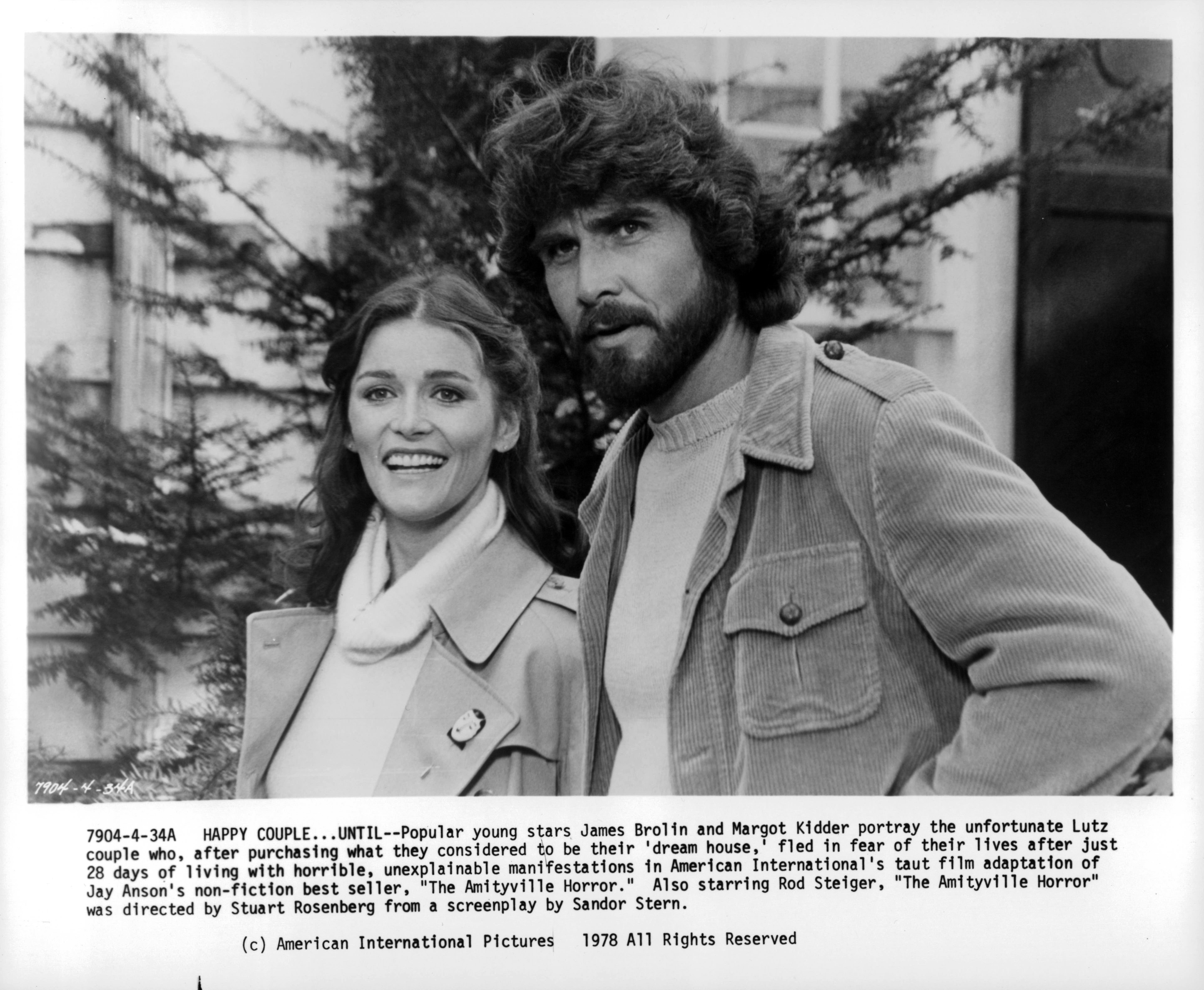 Margot Kidder and James Brolin on the set of 'The Amityville Horror.'