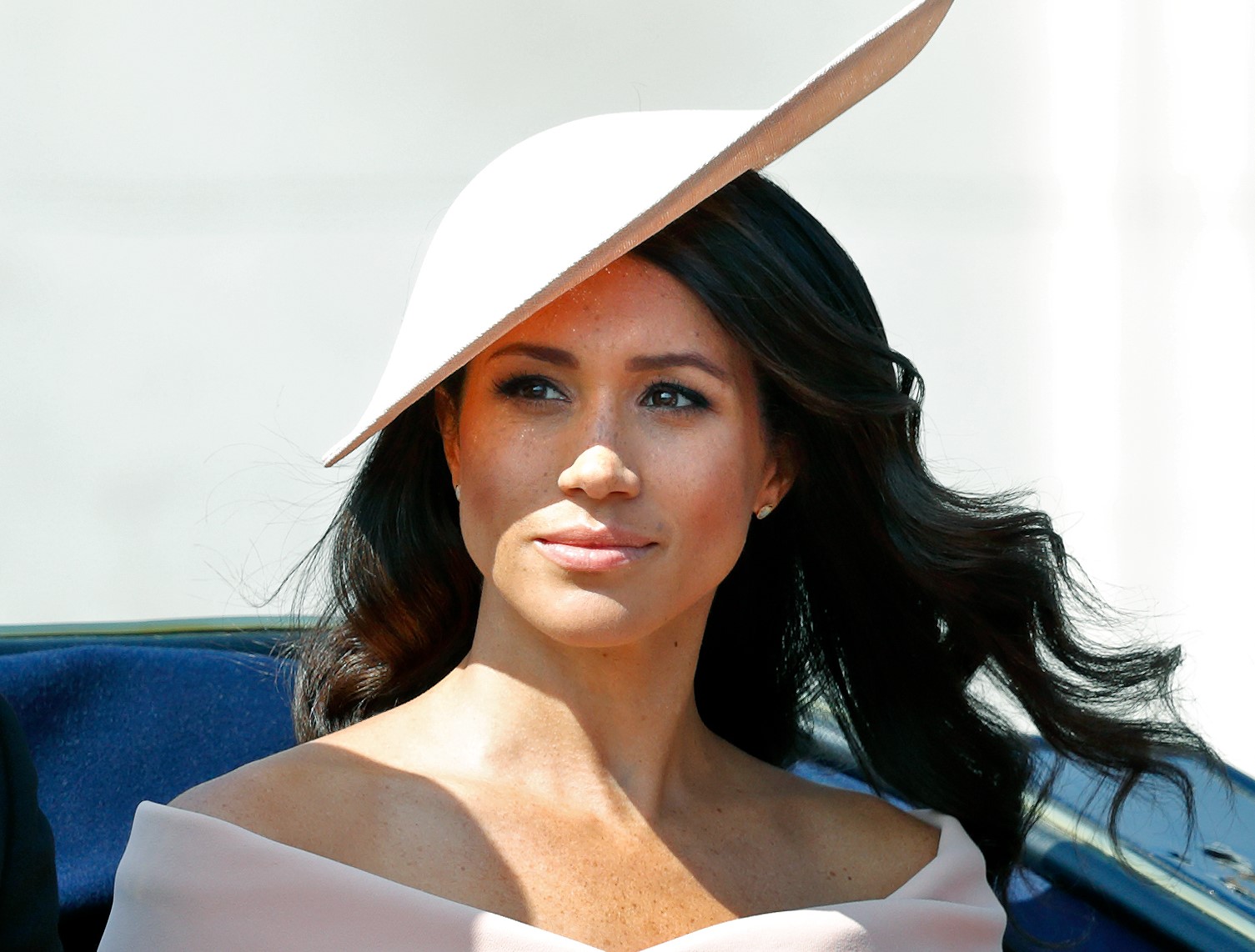 Meghan Markle traveling in a horse drawn carriage during Trooping The Colour 2018