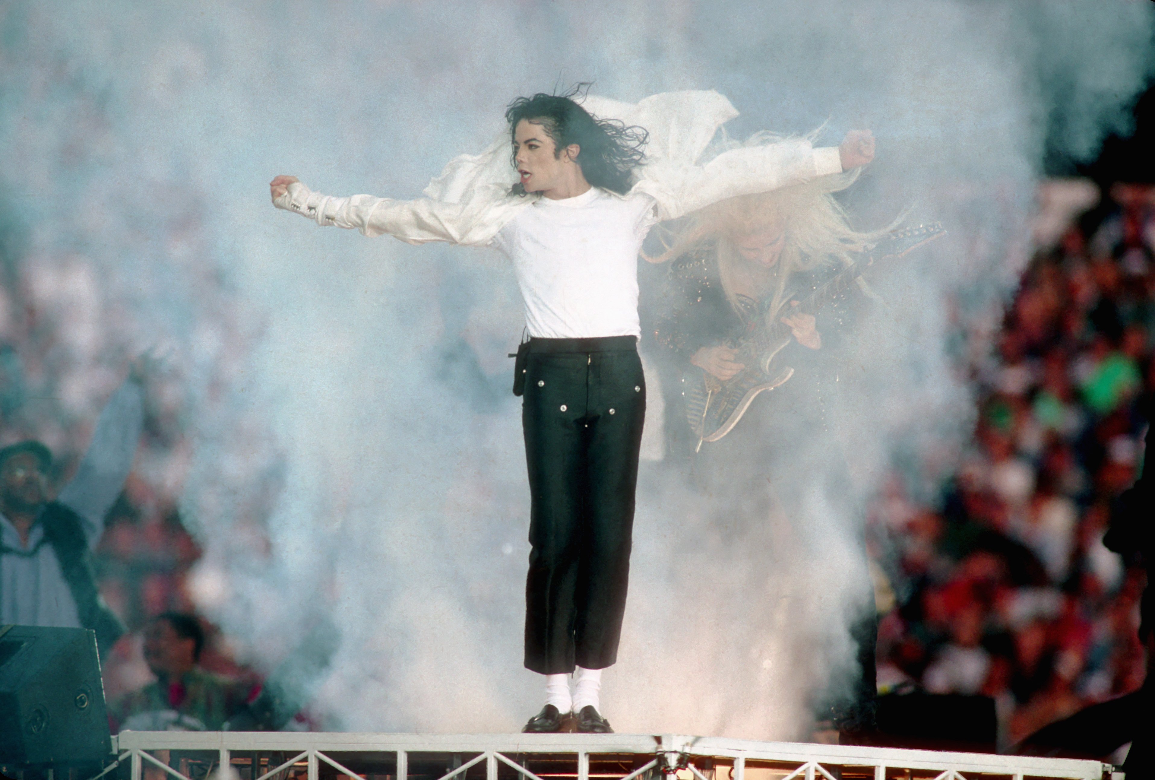 Michael Jackson performs during halftime of Super Bowl XXVII
